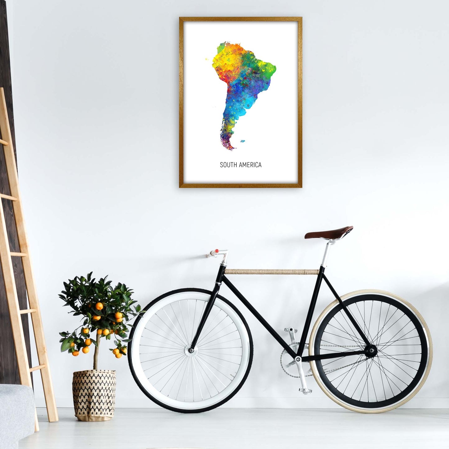 South America Watercolour Map Art Print by Michael Tompsett A1 Print Only