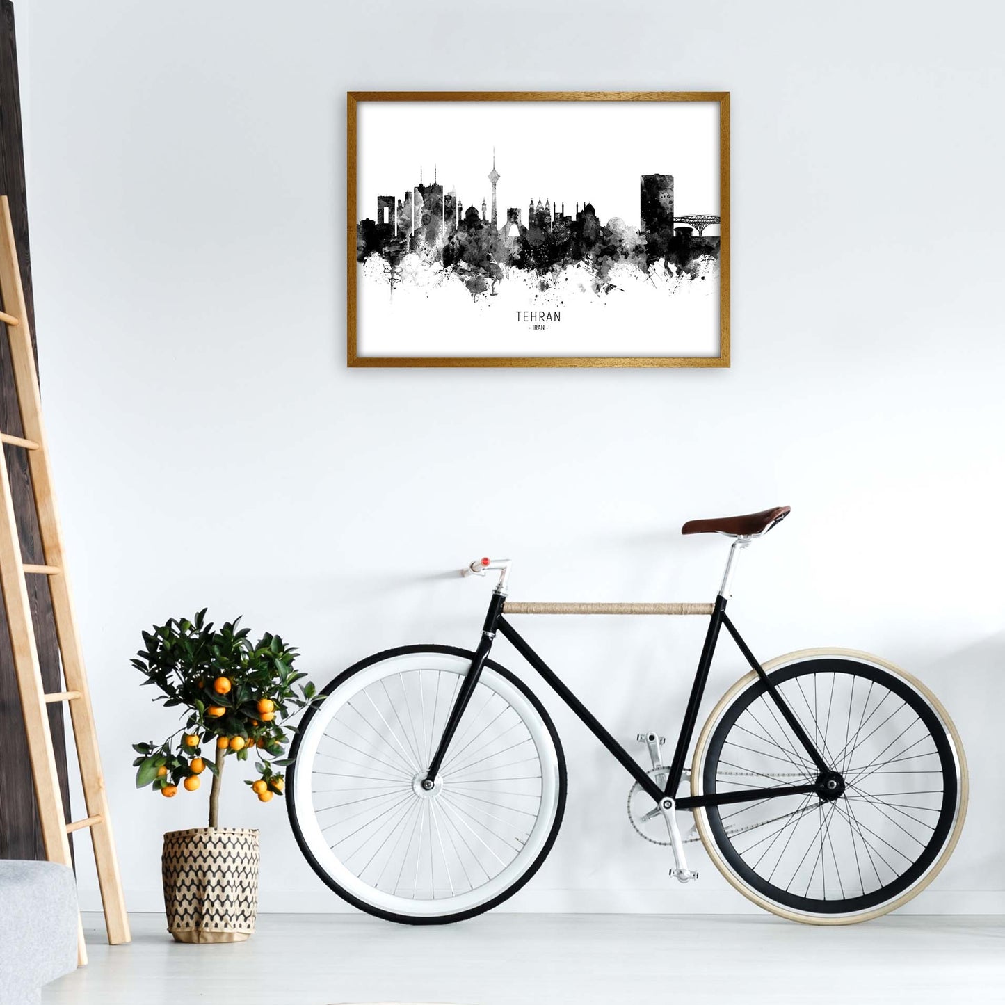 Tehran Iran Skyline Black White City Name by Michael Tompsett A1 Print Only