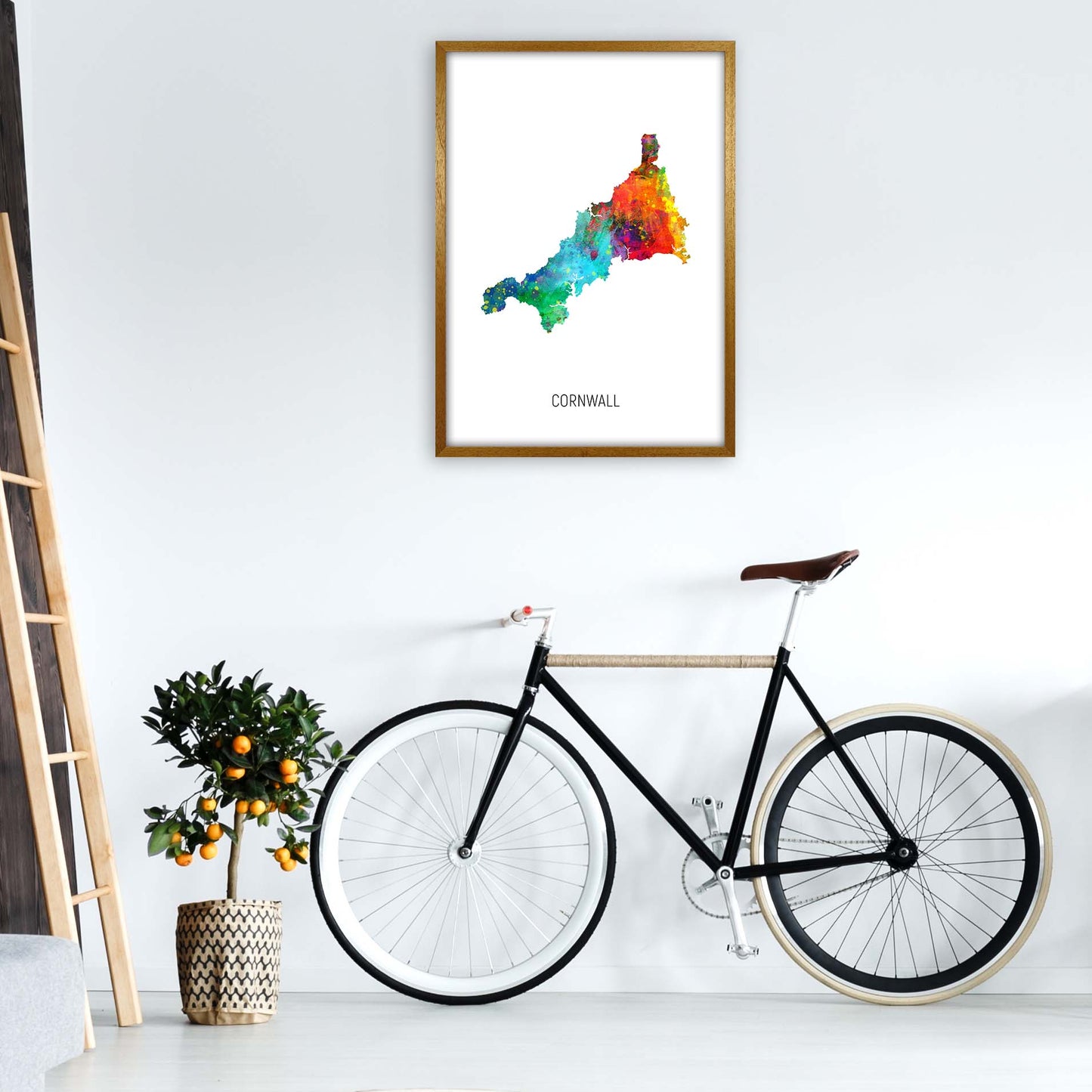 Cornwall Watercolour Map Art Print by Michael Tompsett A1 Print Only