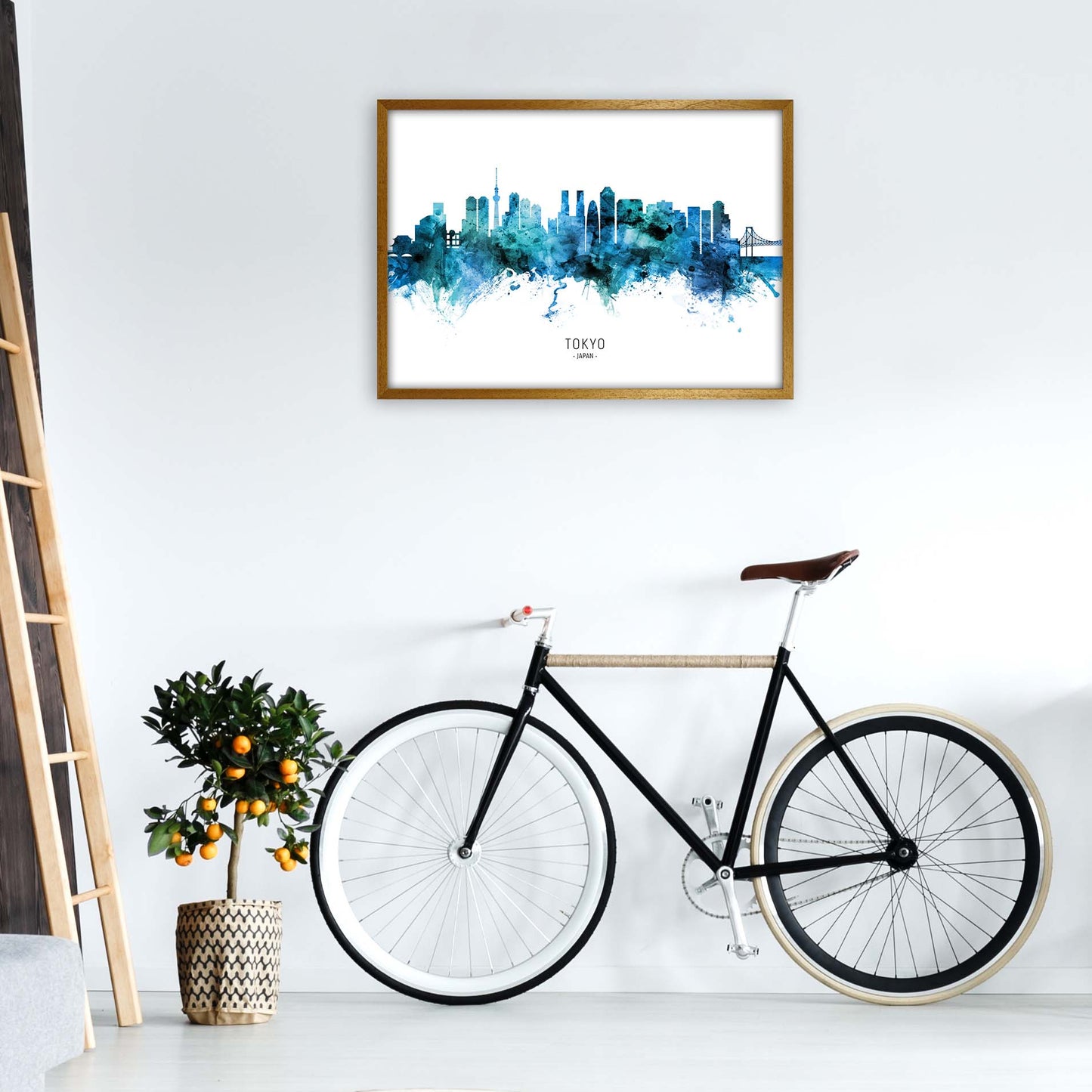 Tokyo Japan Skyline Blue City Name Print by Michael Tompsett A1 Print Only