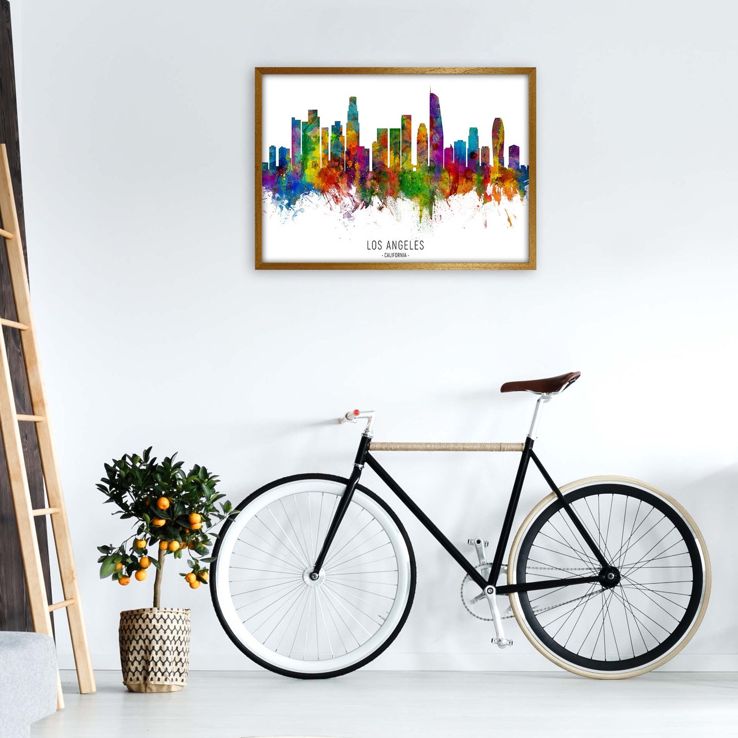 Los Angeles California Skyline Red City Name by Michael Tompsett A1 Print Only
