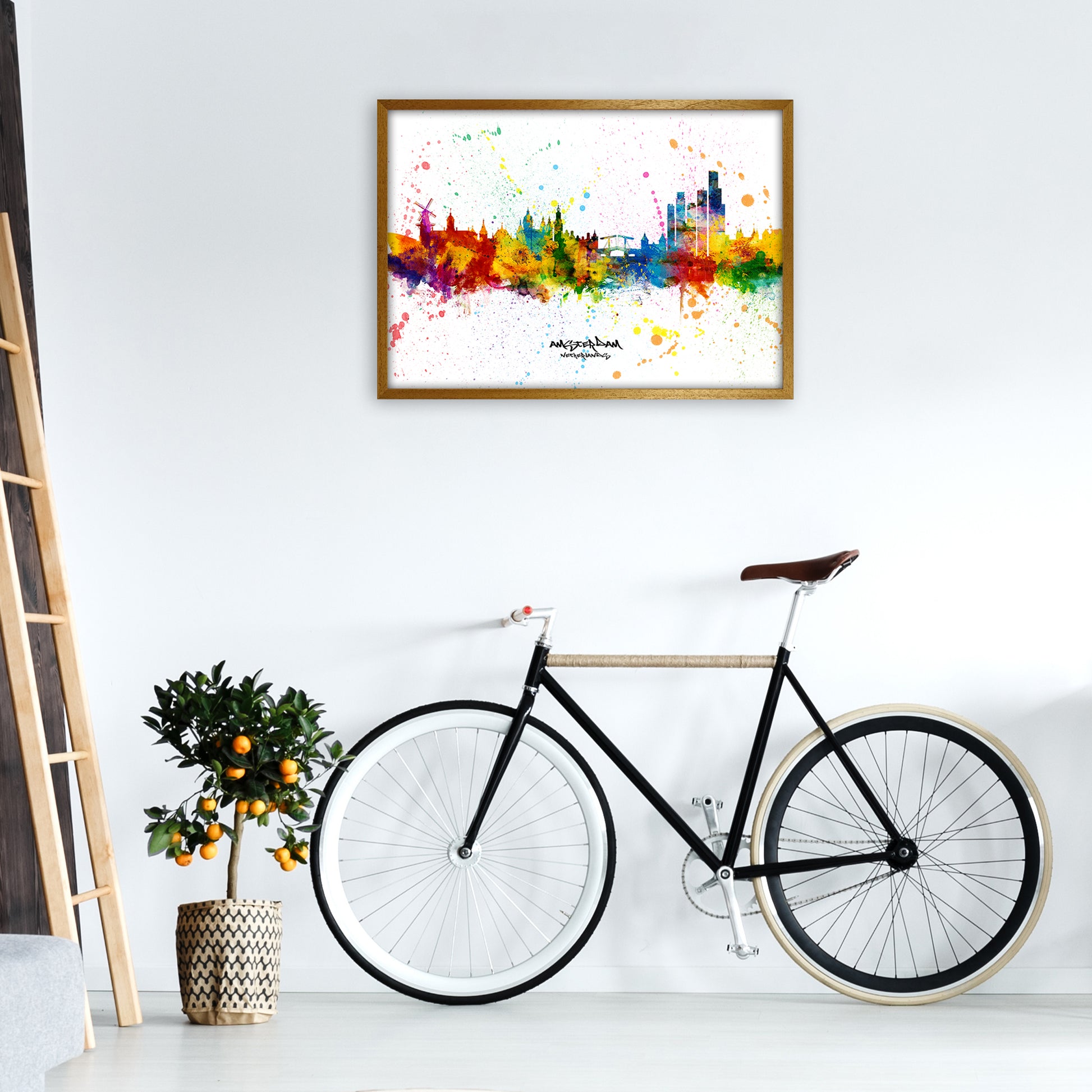 Amsterdam Netherlands Skyline Splash Art Print by Michael Tompsett A1 Print Only
