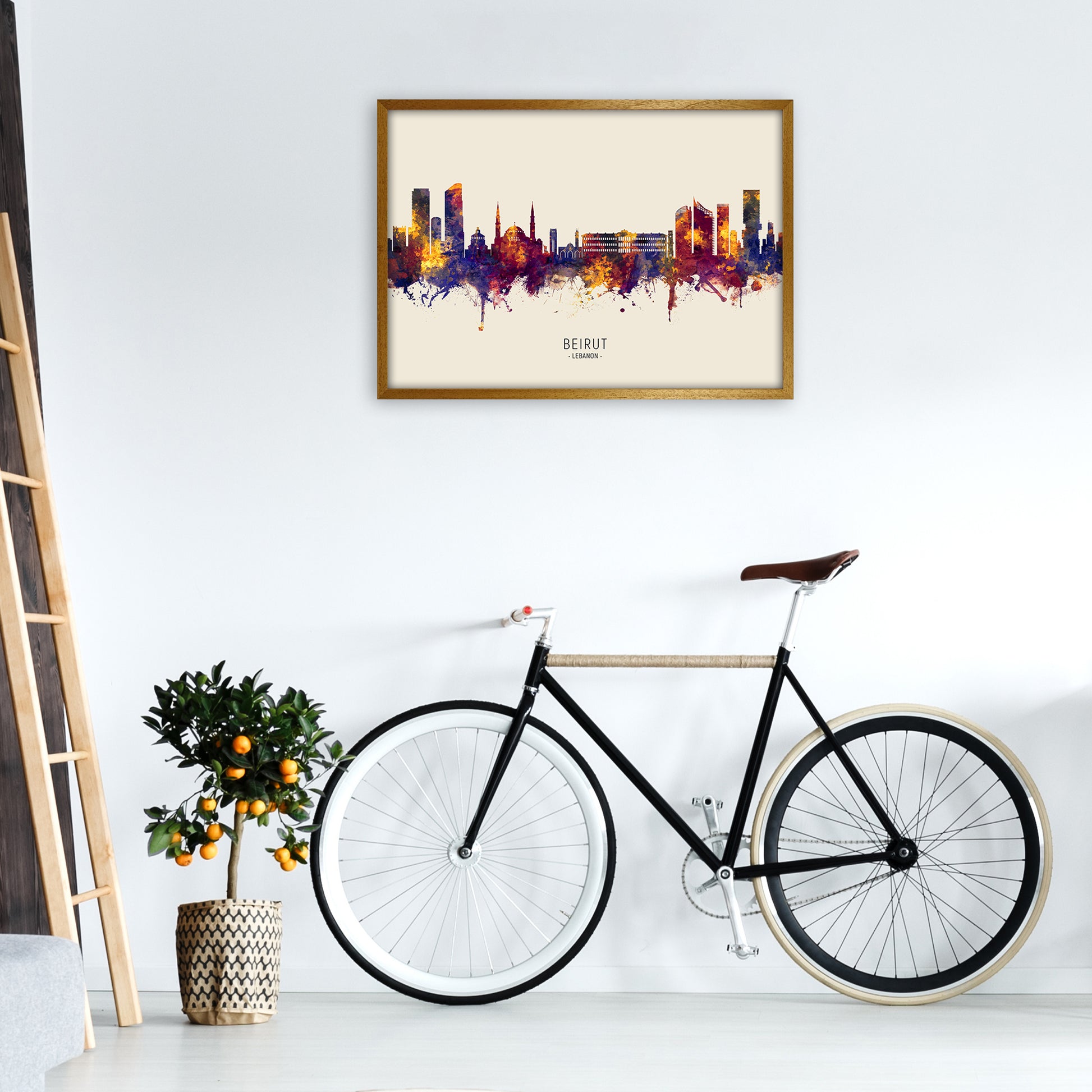Beirut Lebanon Skyline Autumn City Name Art Print by Michael Tompsett A1 Print Only