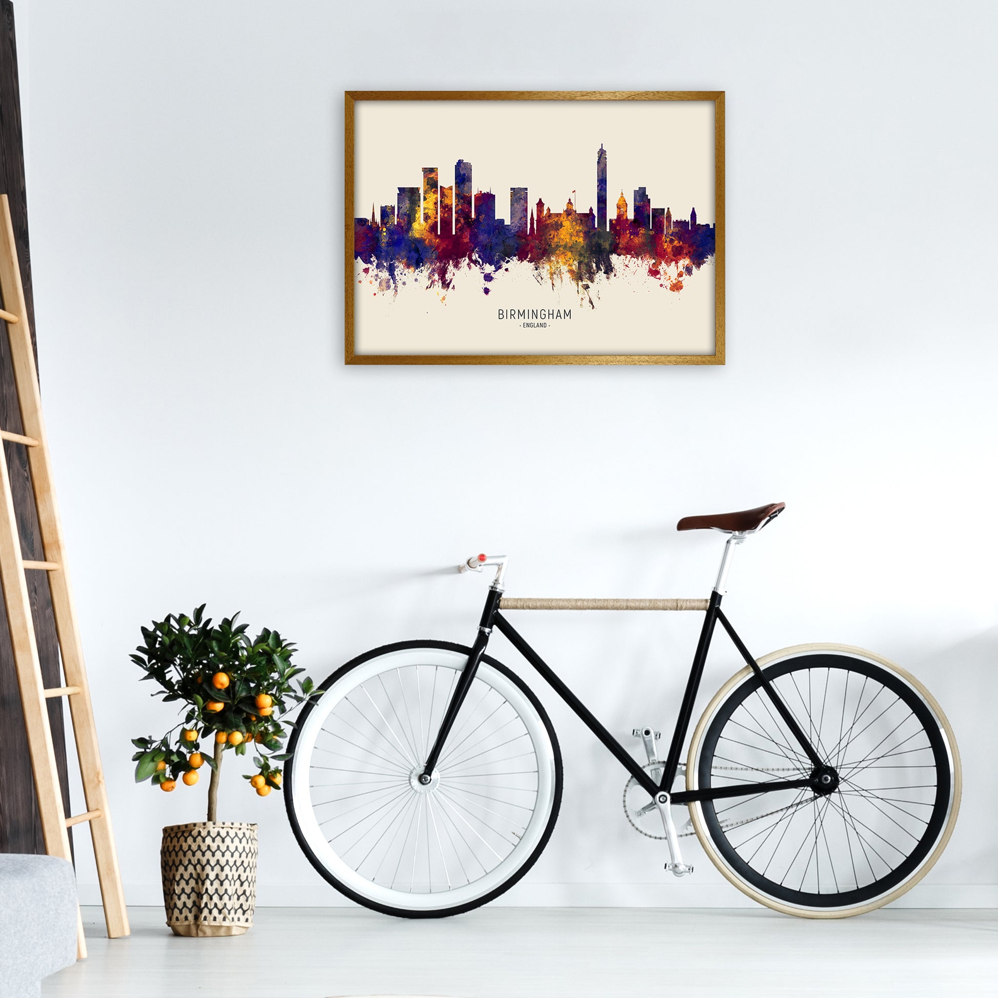 Birmingham England Skyline Autumn City Name Art Print by Michael Tompsett A1 Print Only