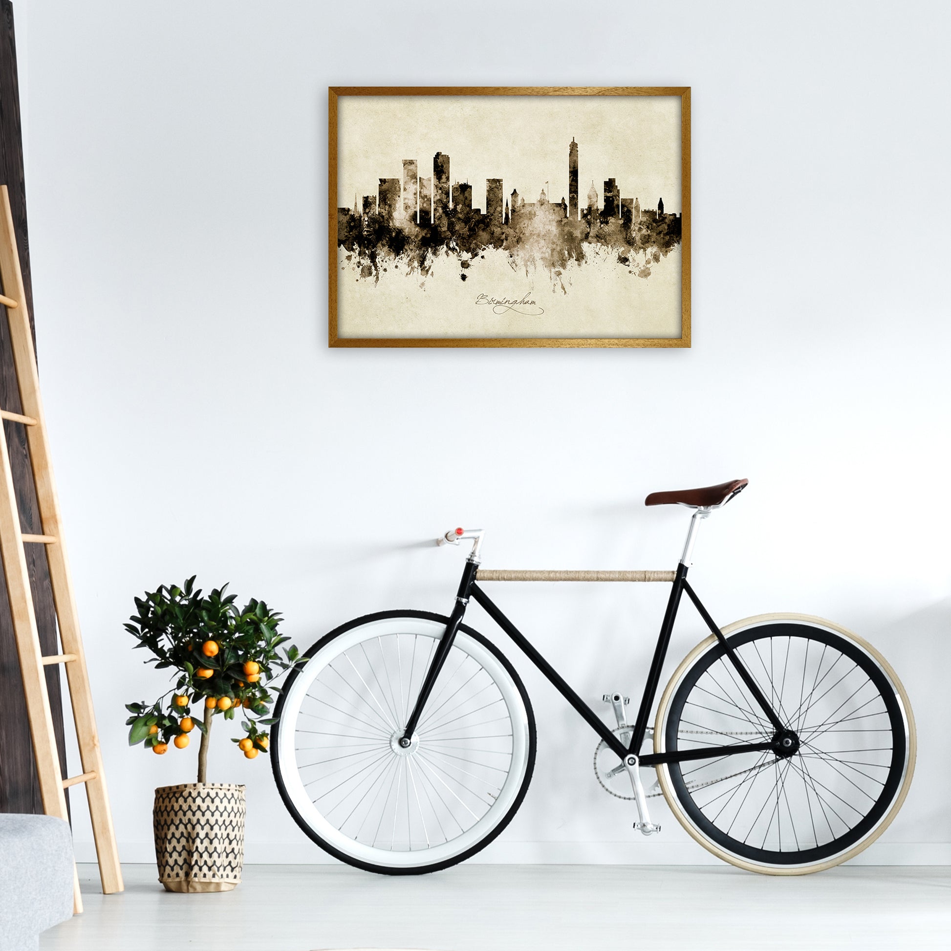 Birmingham England Skyline Vintage Art Print by Michael Tompsett A1 Print Only