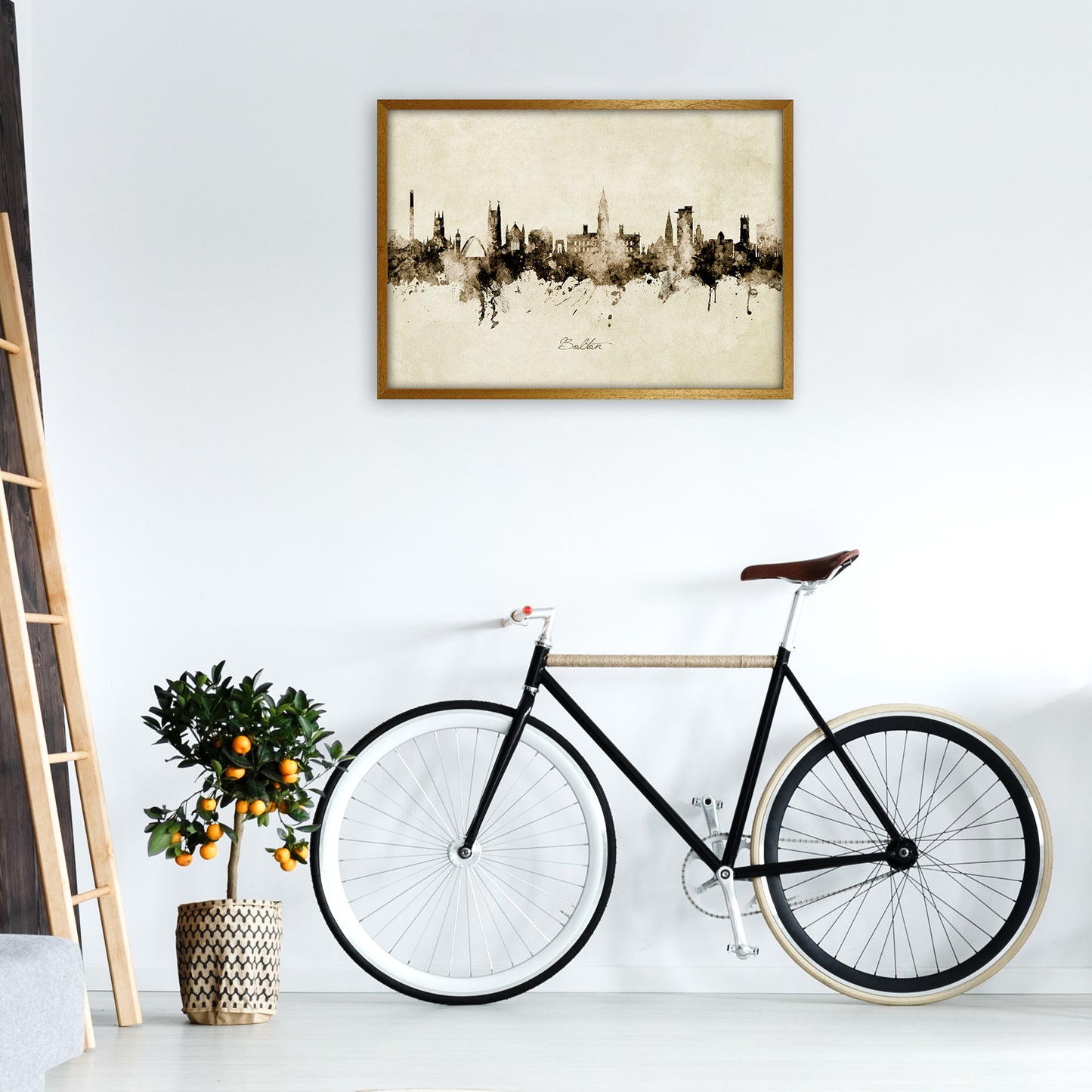 Bolton England Skyline Vintage Art Print by Michael Tompsett A1 Print Only