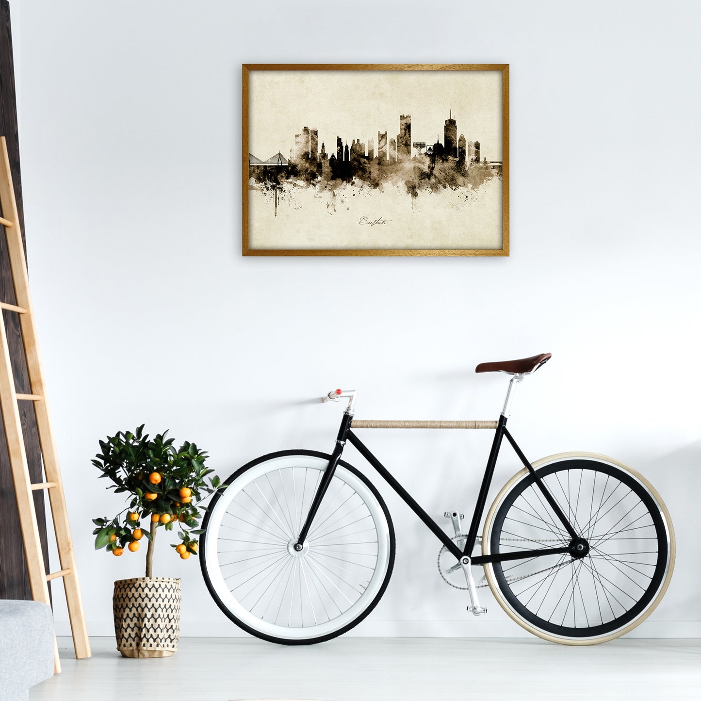 Boston Massachusetts Skyline Vintage Art Print by Michael Tompsett A1 Print Only