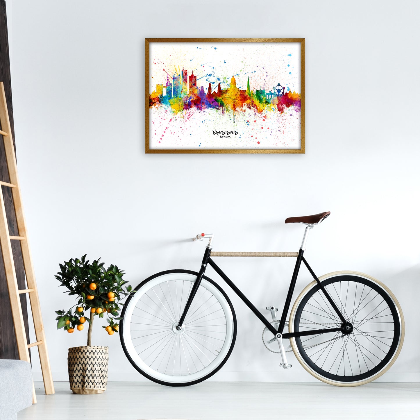 Brussels Belgium Skyline Splash Art Print by Michael Tompsett A1 Print Only