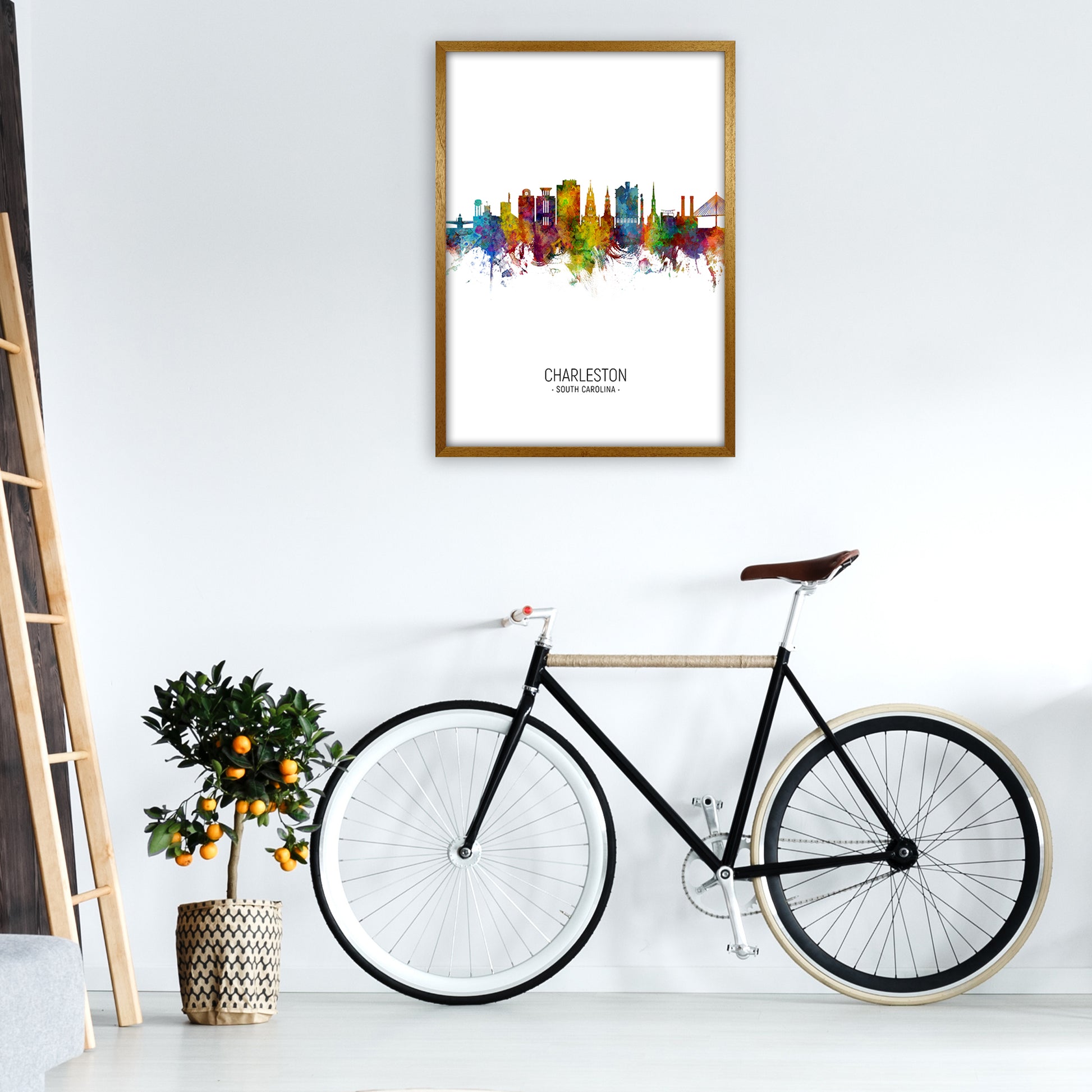 Charleston South Carolina Skyline Portrait Art Print by Michael Tompsett A1 Print Only