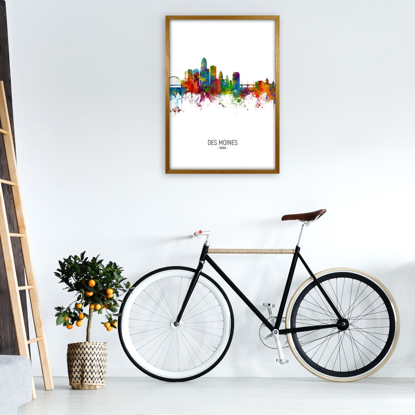 Des Moines Iowa Skyline Portrait Art Print by Michael Tompsett A1 Print Only