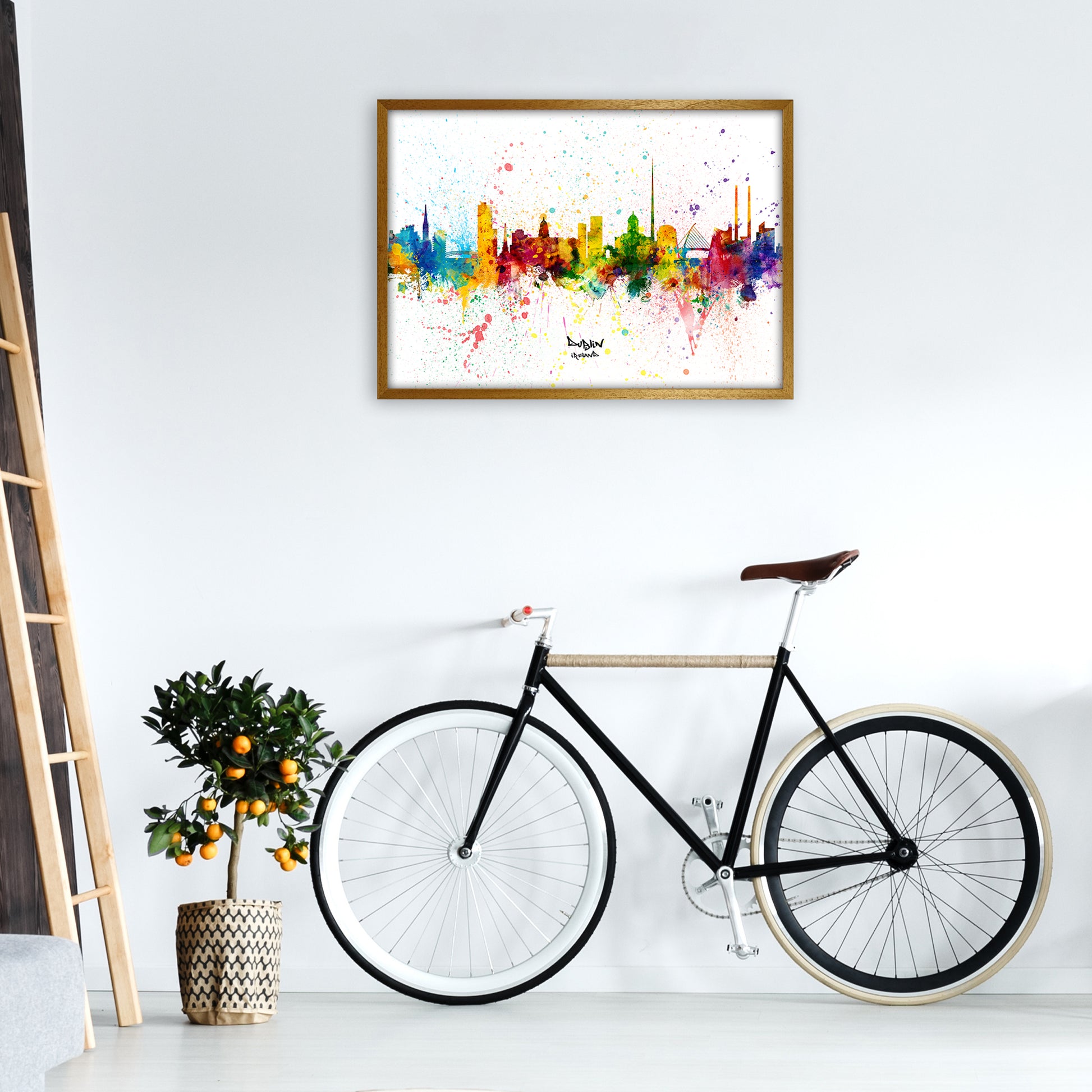 Dublin Ireland Skyline Splash Art Print by Michael Tompsett A1 Print Only