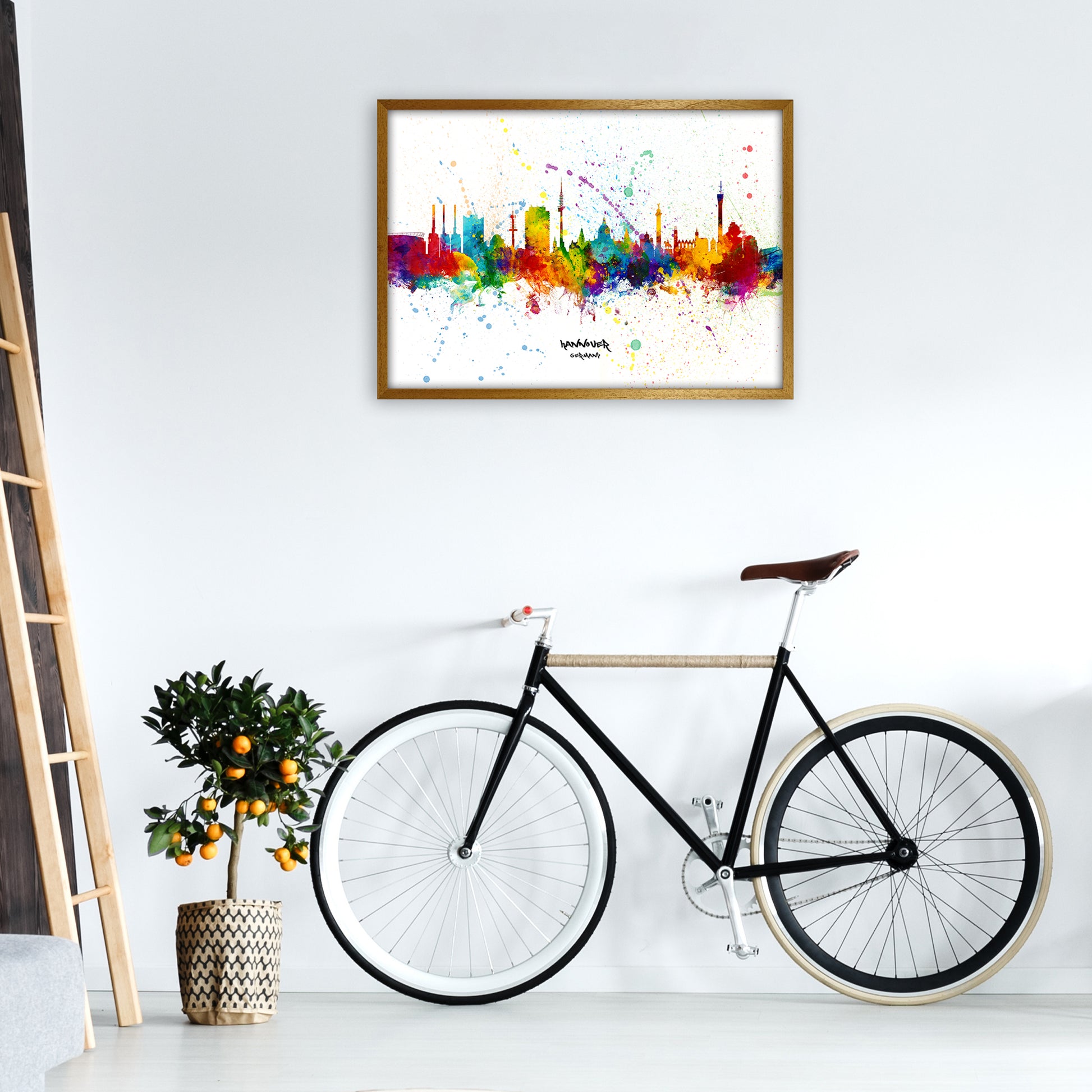 Hannover Germany Skyline Splash Art Print by Michael Tompsett A1 Print Only