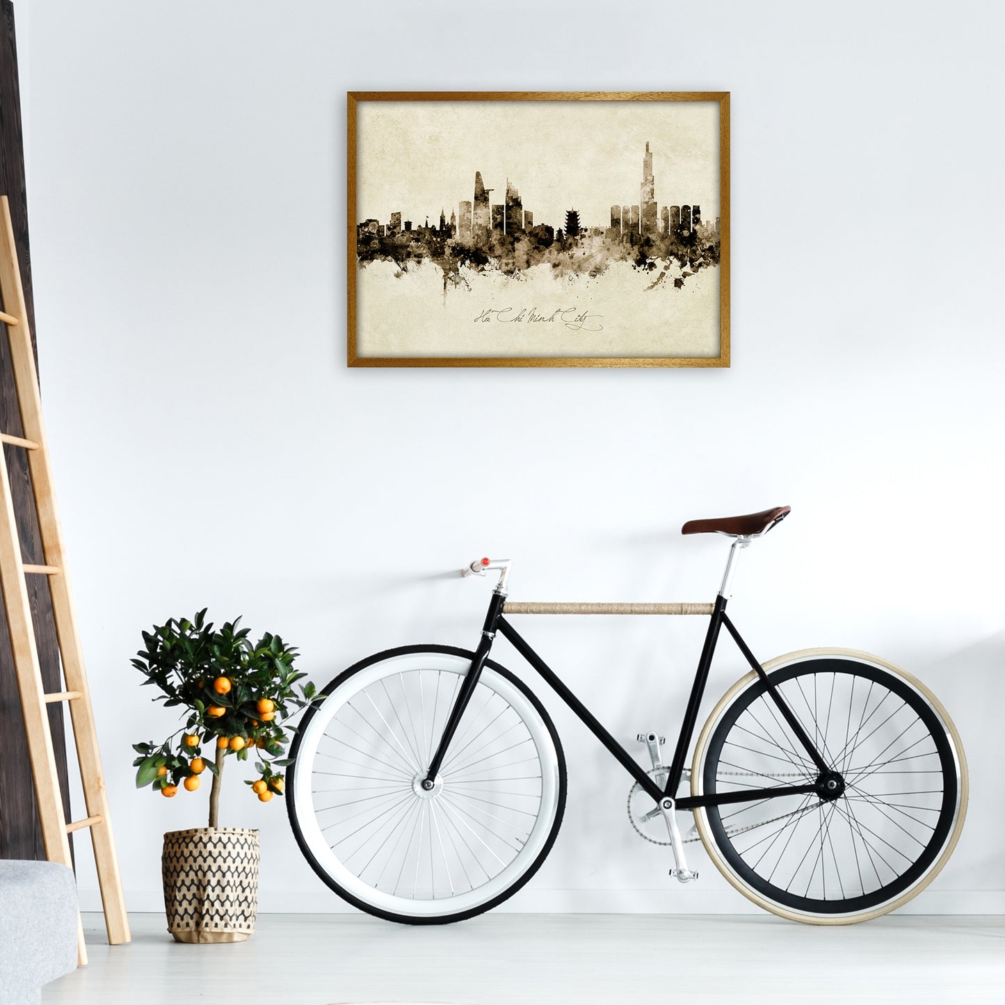 Ho Chi Minh City Vietnam Skyline Vintage Art Print by Michael Tompsett A1 Print Only