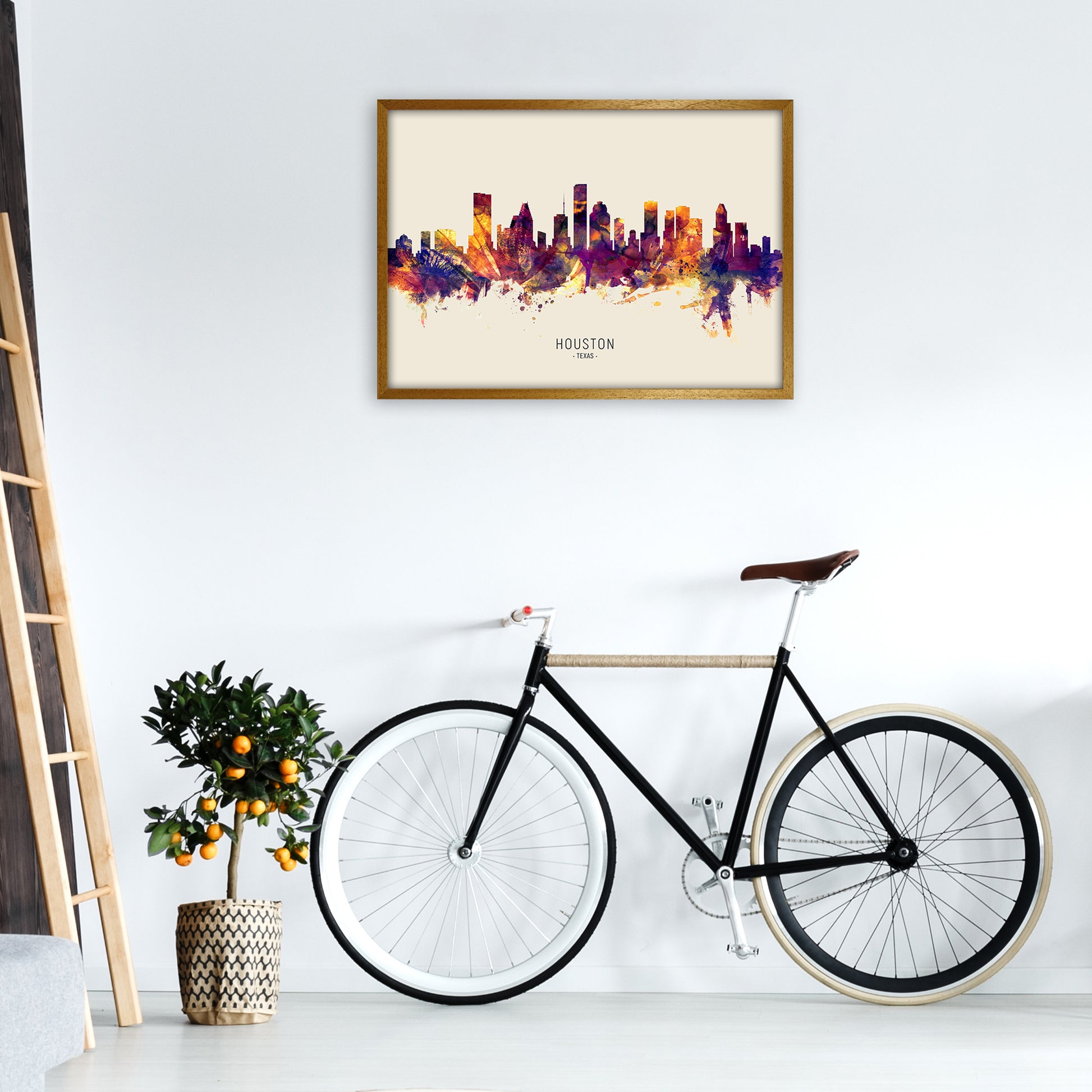 Houston Texas Skyline Autumn City Name Art Print by Michael Tompsett A1 Print Only