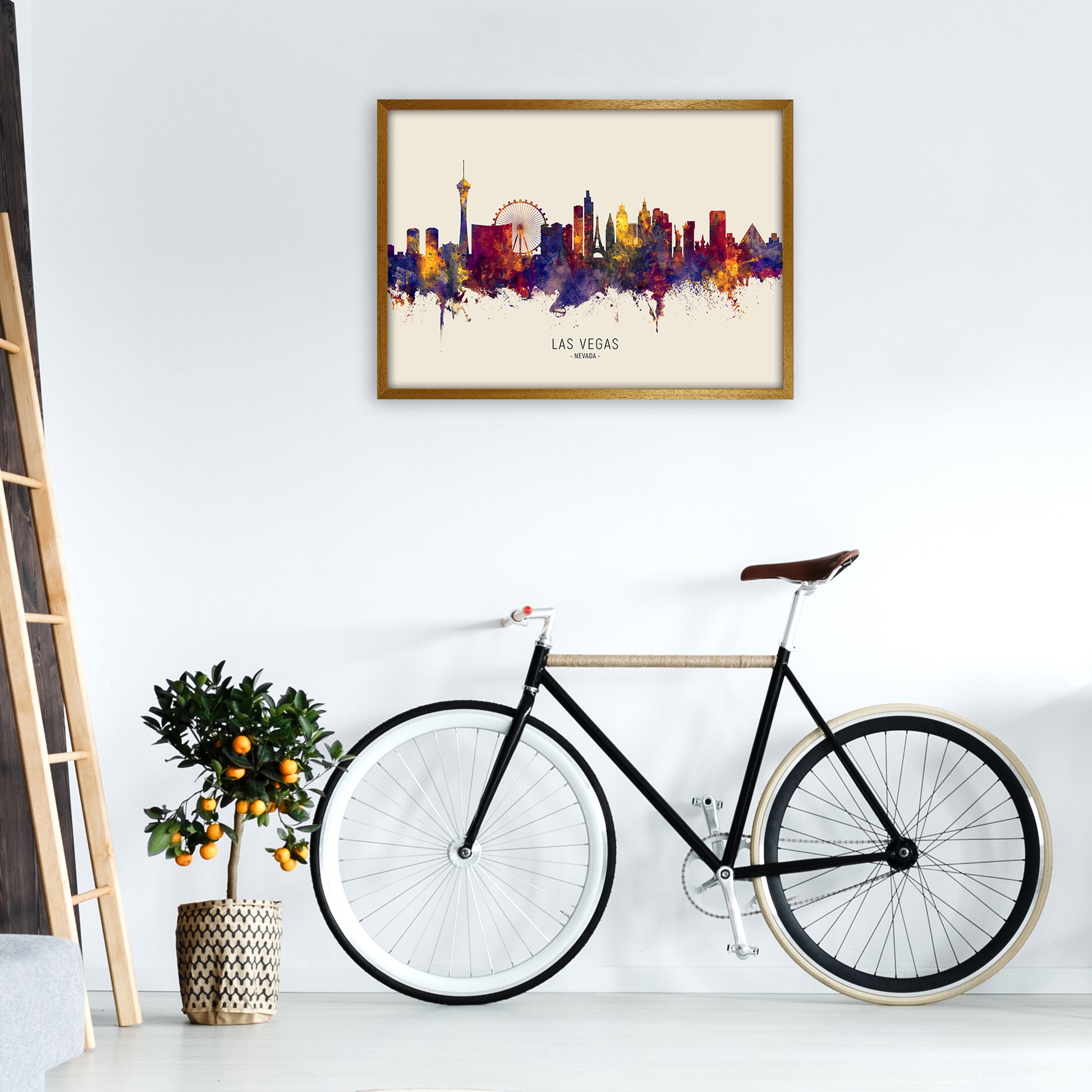 Las Vegas Nevada Skyline Autumn City Name Art Print by Michael Tompsett A1 Print Only