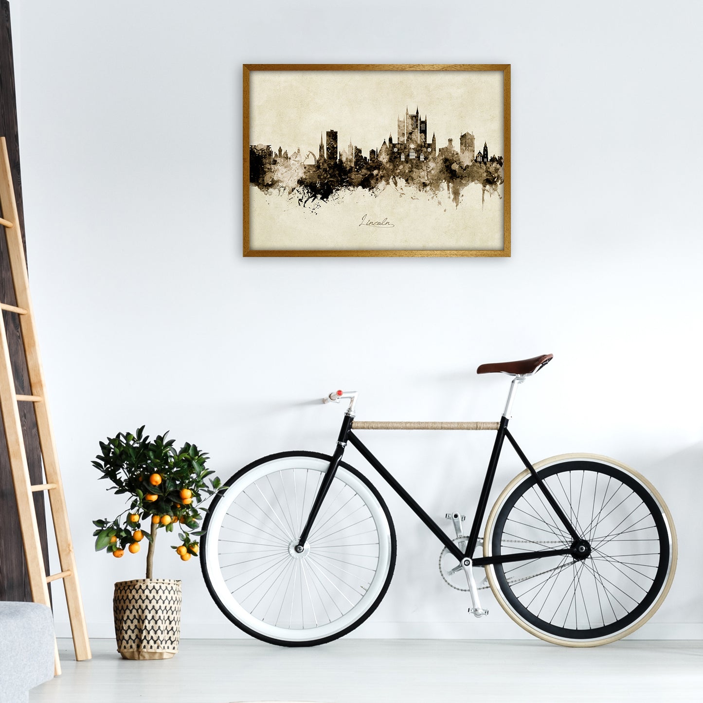 Lincoln England Skyline Vintage Art Print by Michael Tompsett A1 Print Only