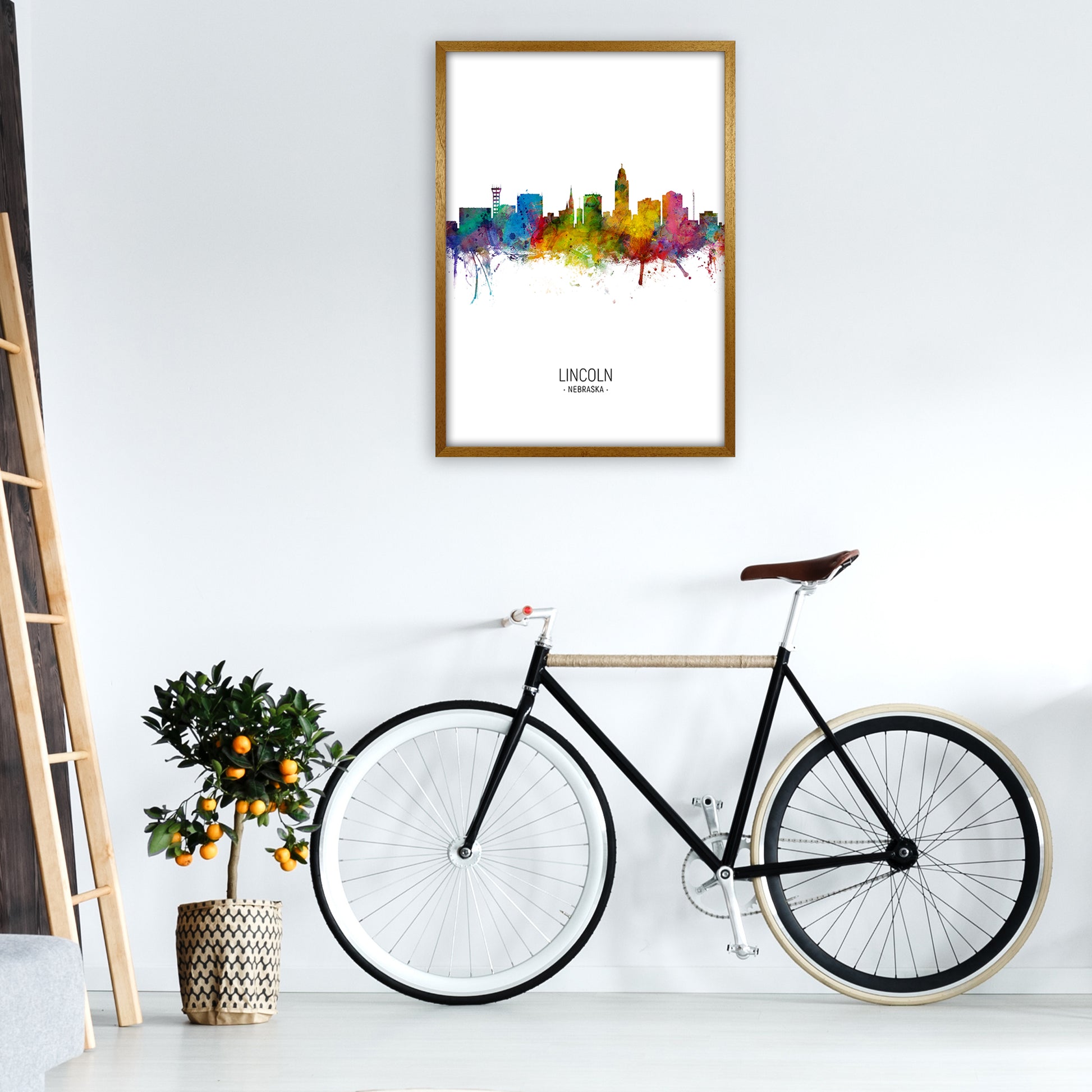 Lincoln Nebraska Skyline Portrait Art Print by Michael Tompsett A1 Print Only