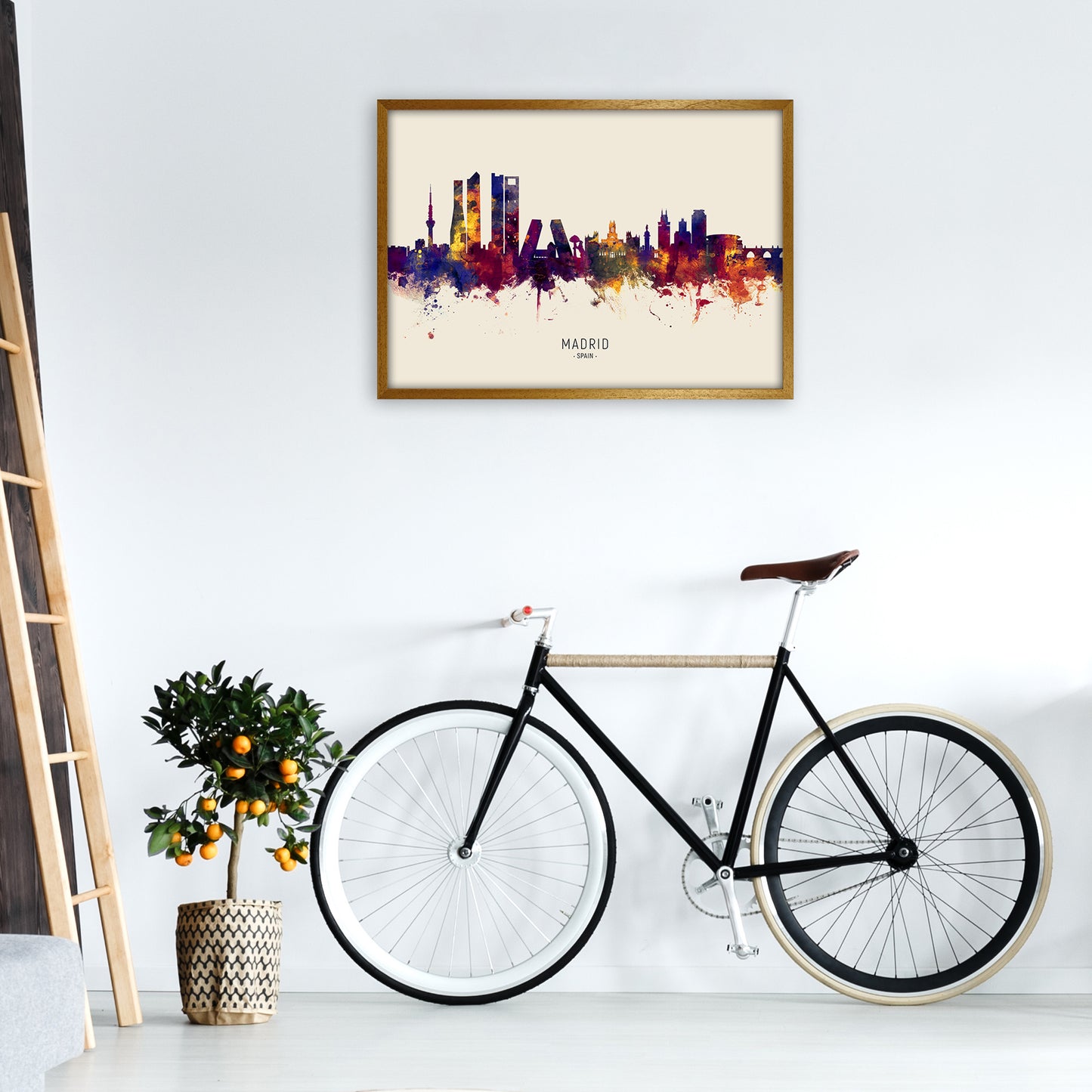 Madrid Spain Skyline Autumn City Name Art Print by Michael Tompsett A1 Print Only