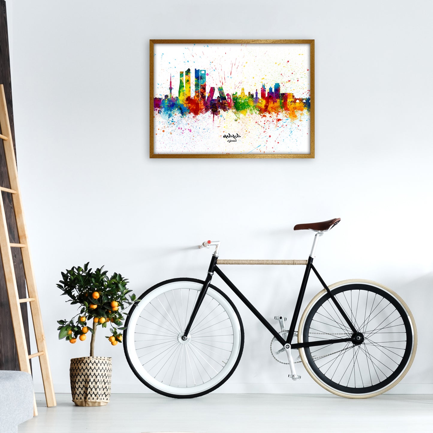 Madrid Spain Skyline Splash Art Print by Michael Tompsett A1 Print Only