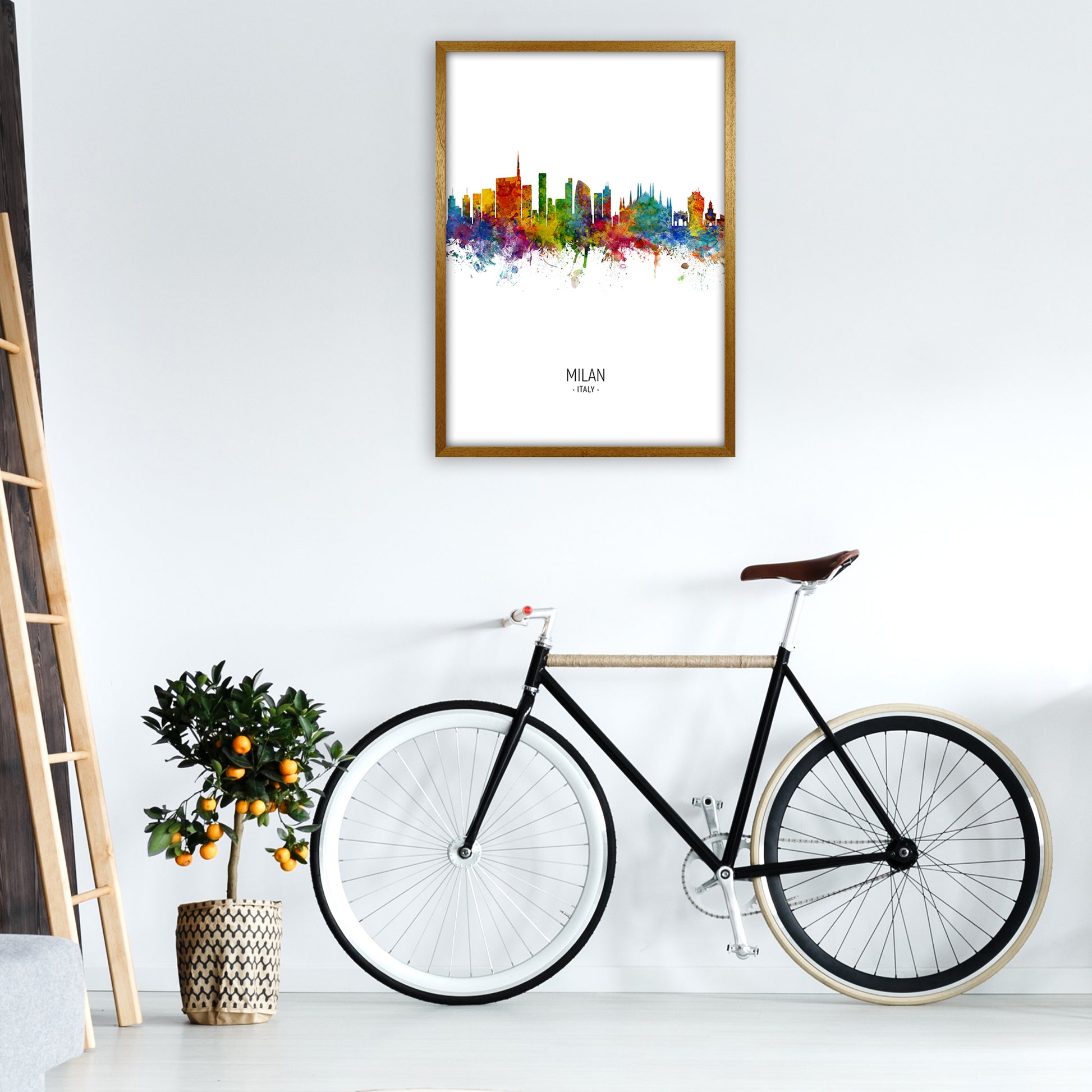 Milan Italy Skyline Portrait Art Print by Michael Tompsett A1 Print Only
