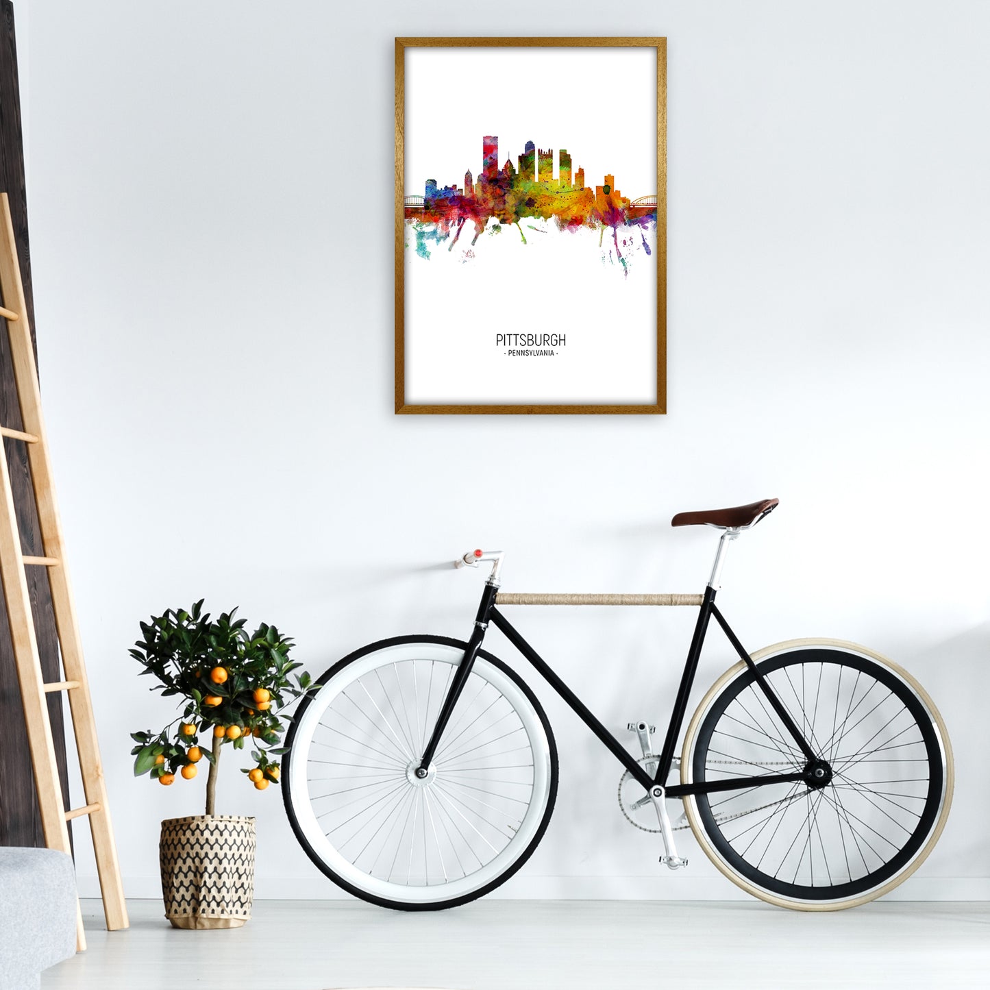 Pittsburgh Pennsylvania Skyline Portrait Art Print by Michael Tompsett A1 Print Only