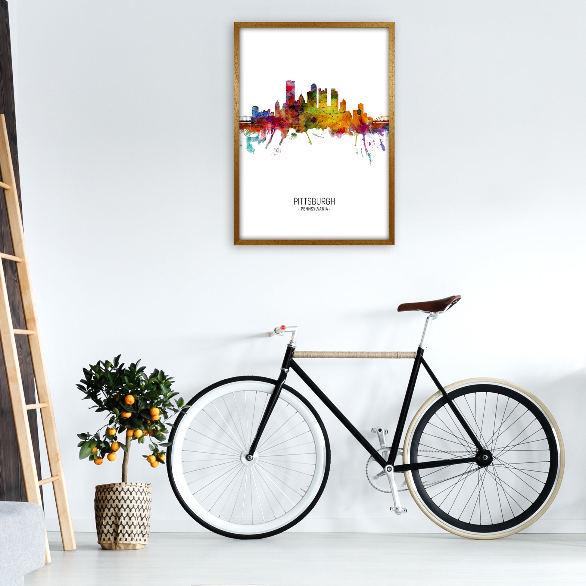 Pittsburgh Pennsylvania Skyline Portrait Art Print by Michael Tompsett A1 Print Only