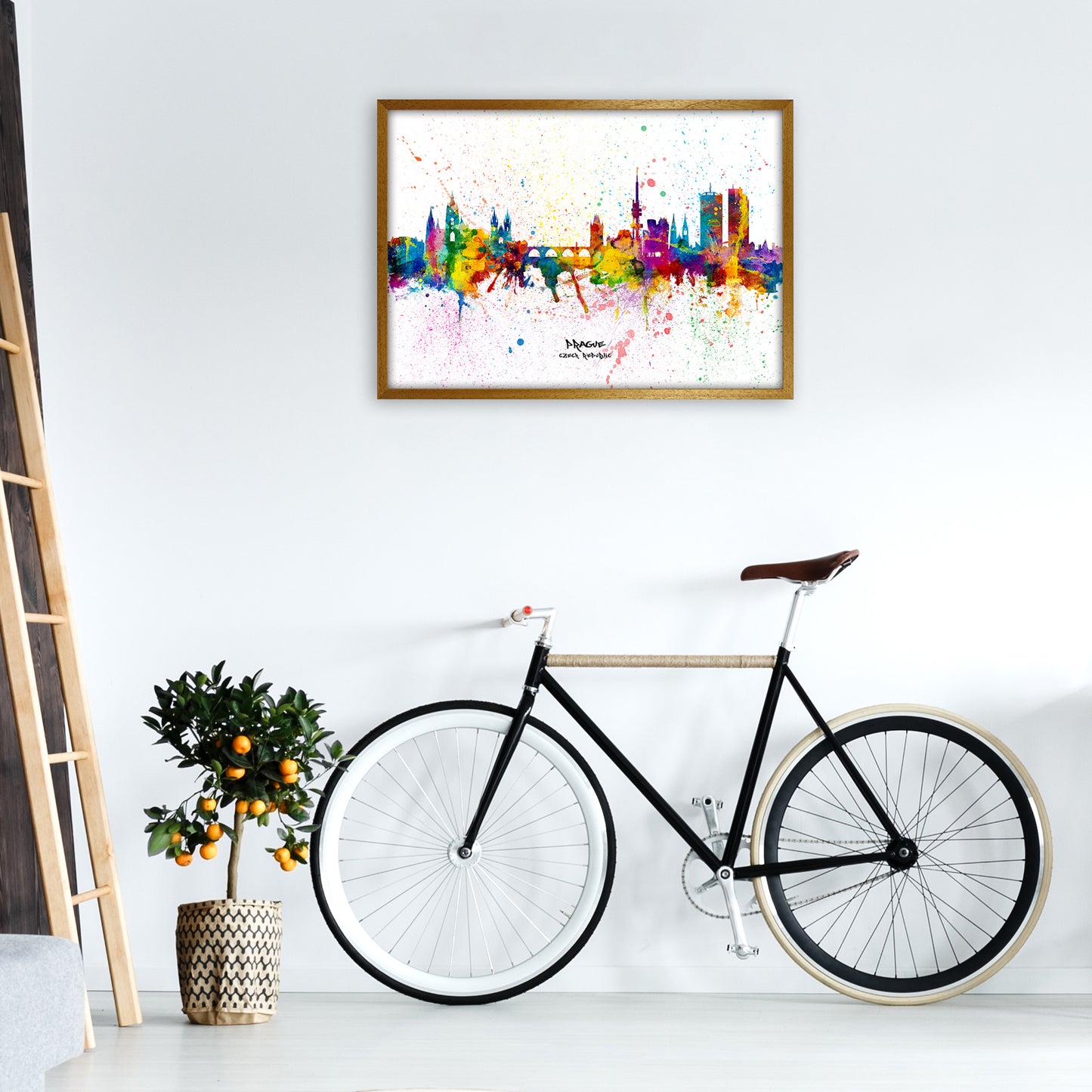 Prague Czech Republic Skyline Splash Art Print by Michael Tompsett A1 Print Only