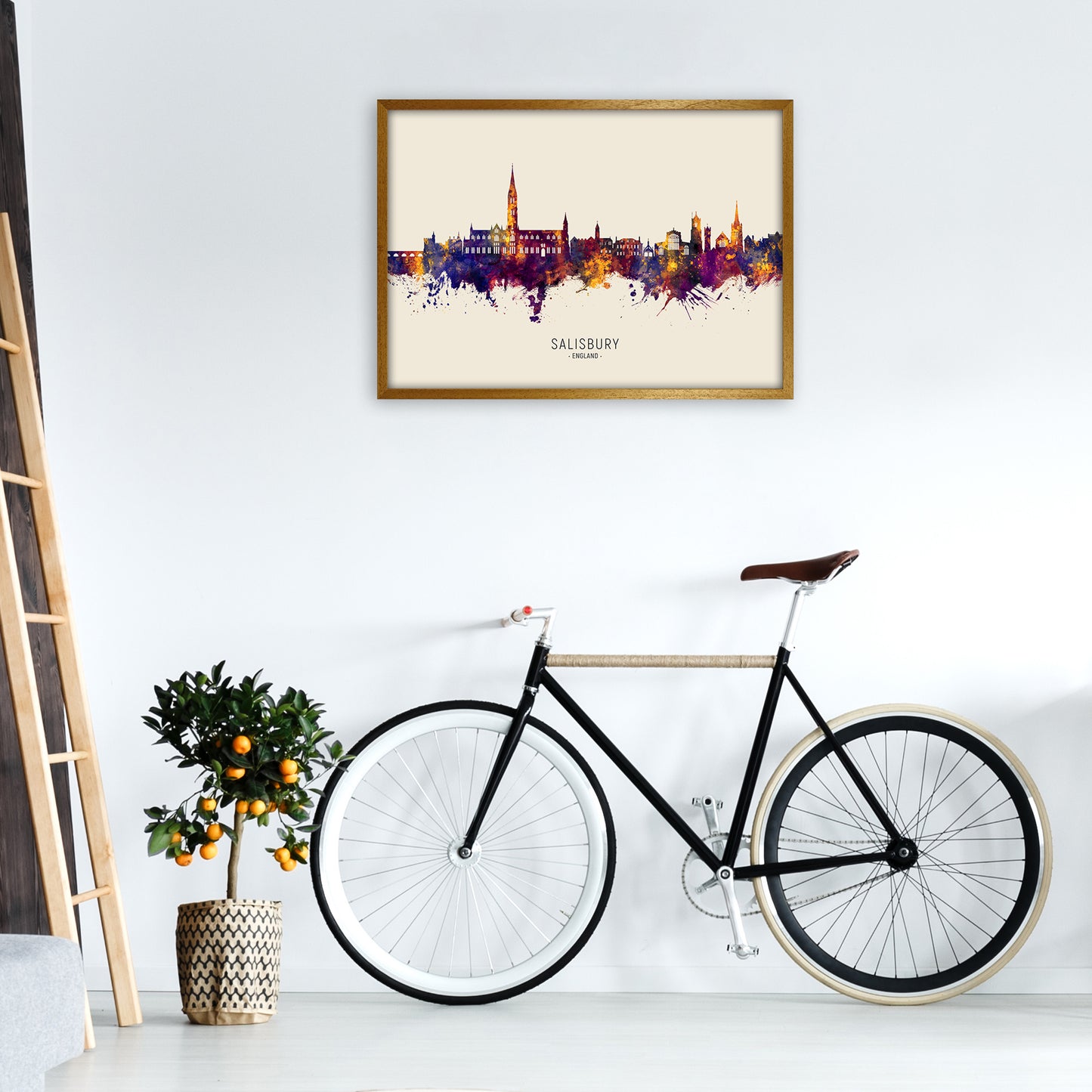 Salisbury England Skyline Autumn City Name Art Print by Michael Tompsett A1 Print Only