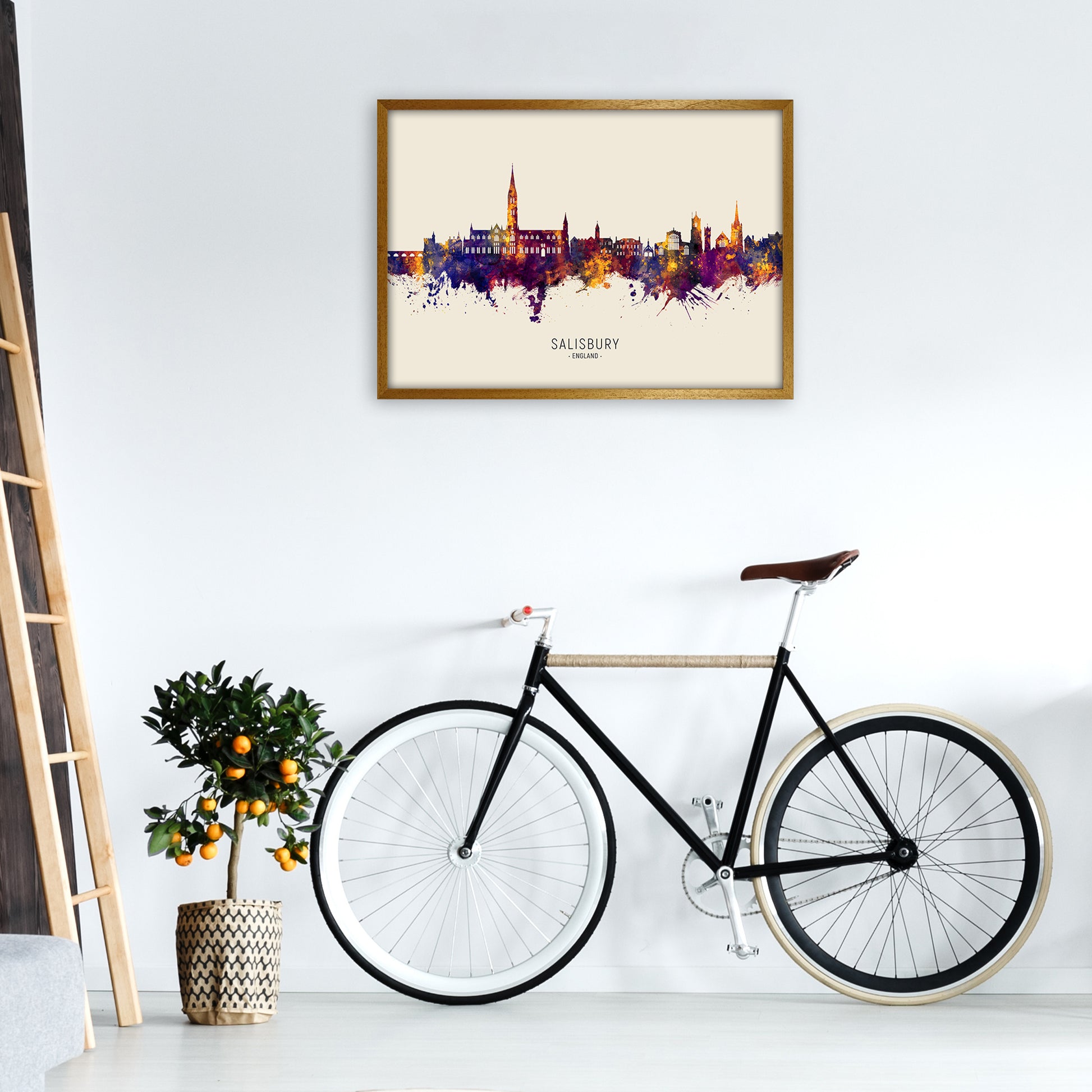 Salisbury England Skyline Autumn City Name Art Print by Michael Tompsett A1 Print Only