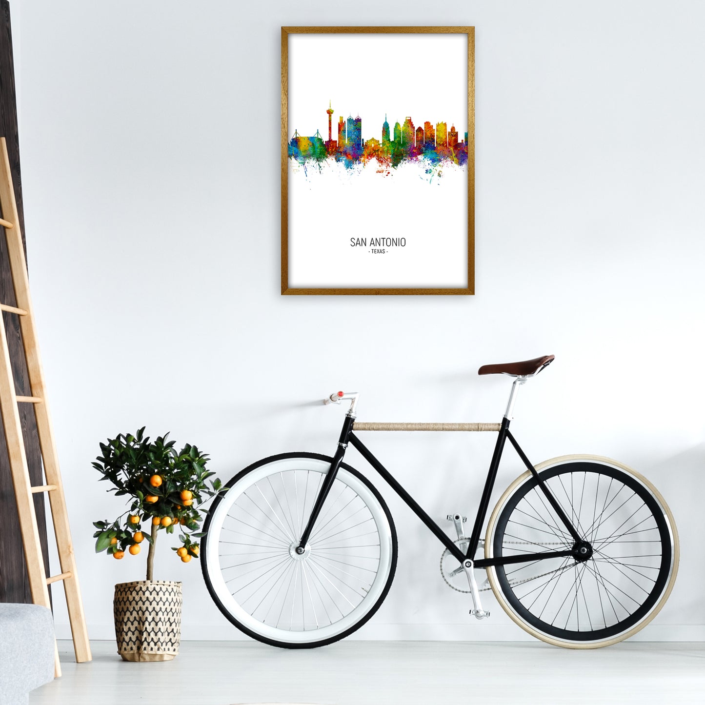 San Antonio Texas Skyline Portrait Art Print by Michael Tompsett A1 Print Only