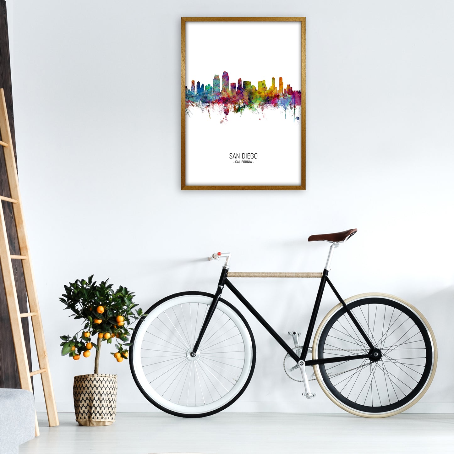 San Diego California Skyline Portrait Art Print by Michael Tompsett A1 Print Only