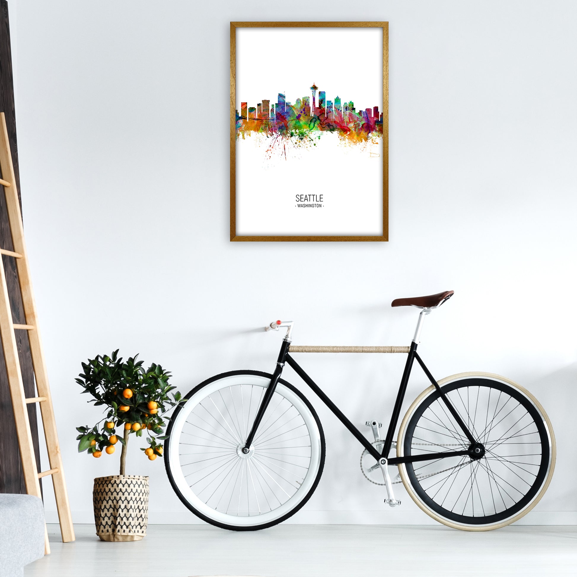 Seattle Washington Skyline Portrait Art Print by Michael Tompsett A1 Print Only