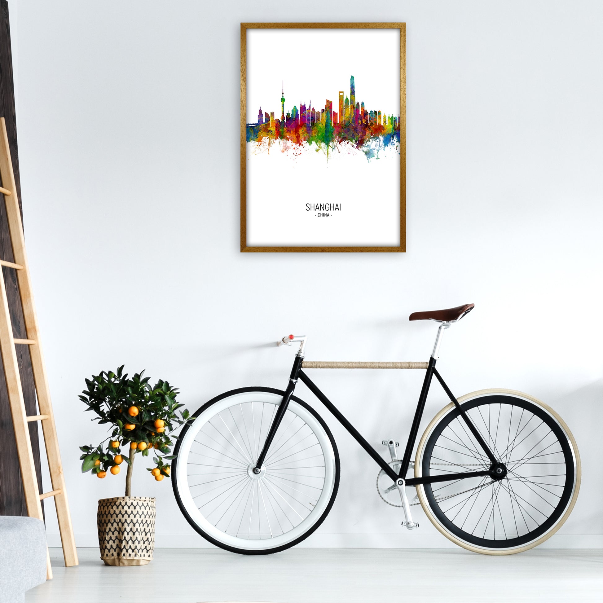 Shanghai China Skyline Portrait Art Print by Michael Tompsett A1 Print Only