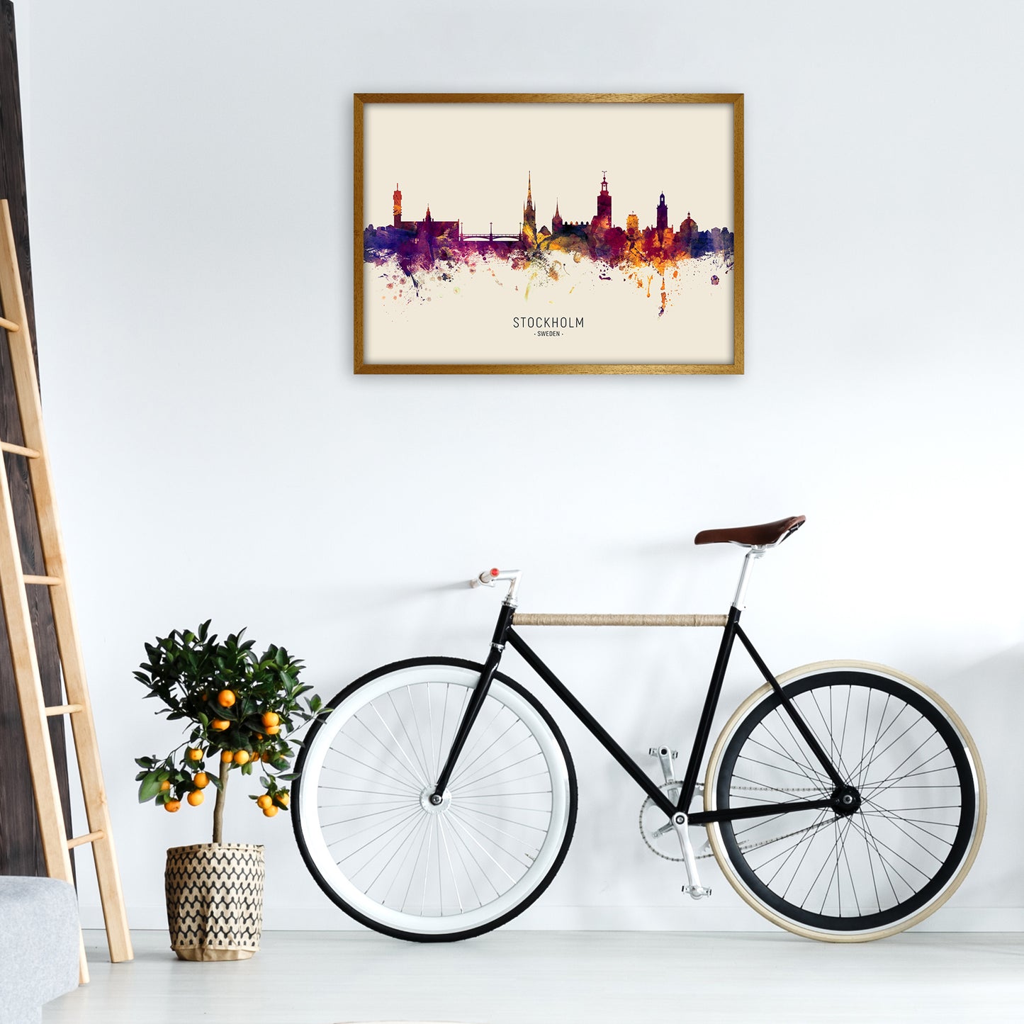Stockholm Sweden Skyline Autumn City Name Art Print by Michael Tompsett A1 Print Only