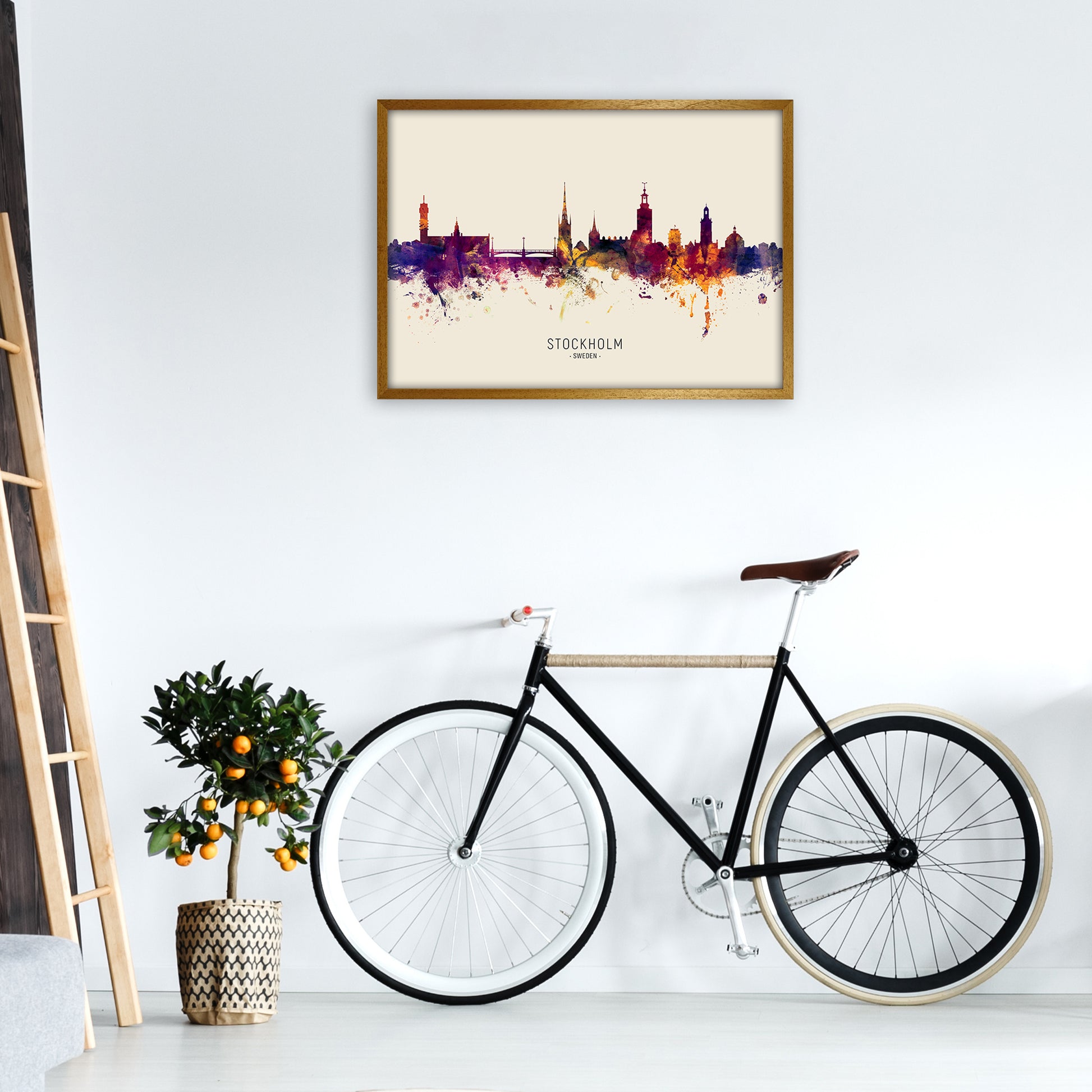 Stockholm Sweden Skyline Autumn City Name Art Print by Michael Tompsett A1 Print Only