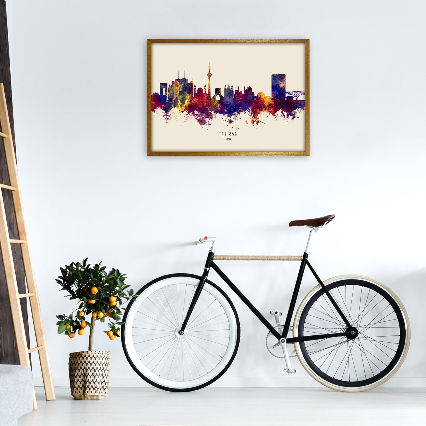 Tehran Iran Skyline Autumn City Name Art Print by Michael Tompsett A1 Print Only