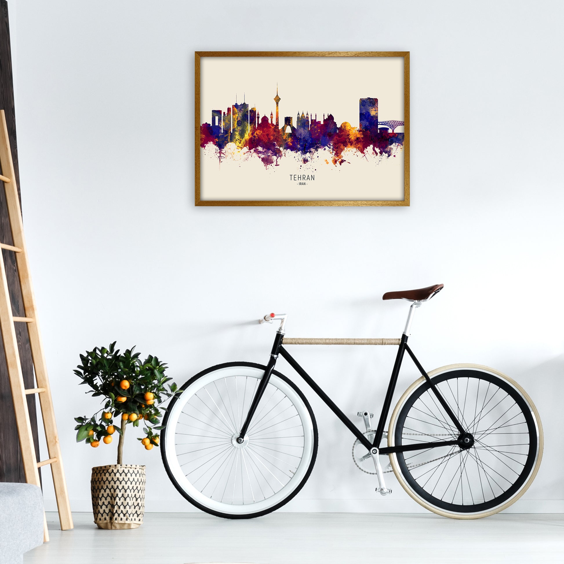 Tehran Iran Skyline Autumn City Name Art Print by Michael Tompsett A1 Print Only