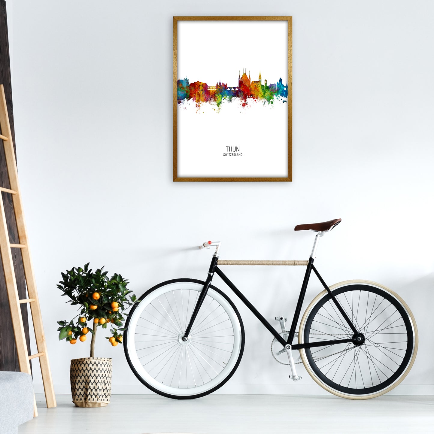 Thun Switzerland Skyline Portrait Art Print by Michael Tompsett A1 Print Only