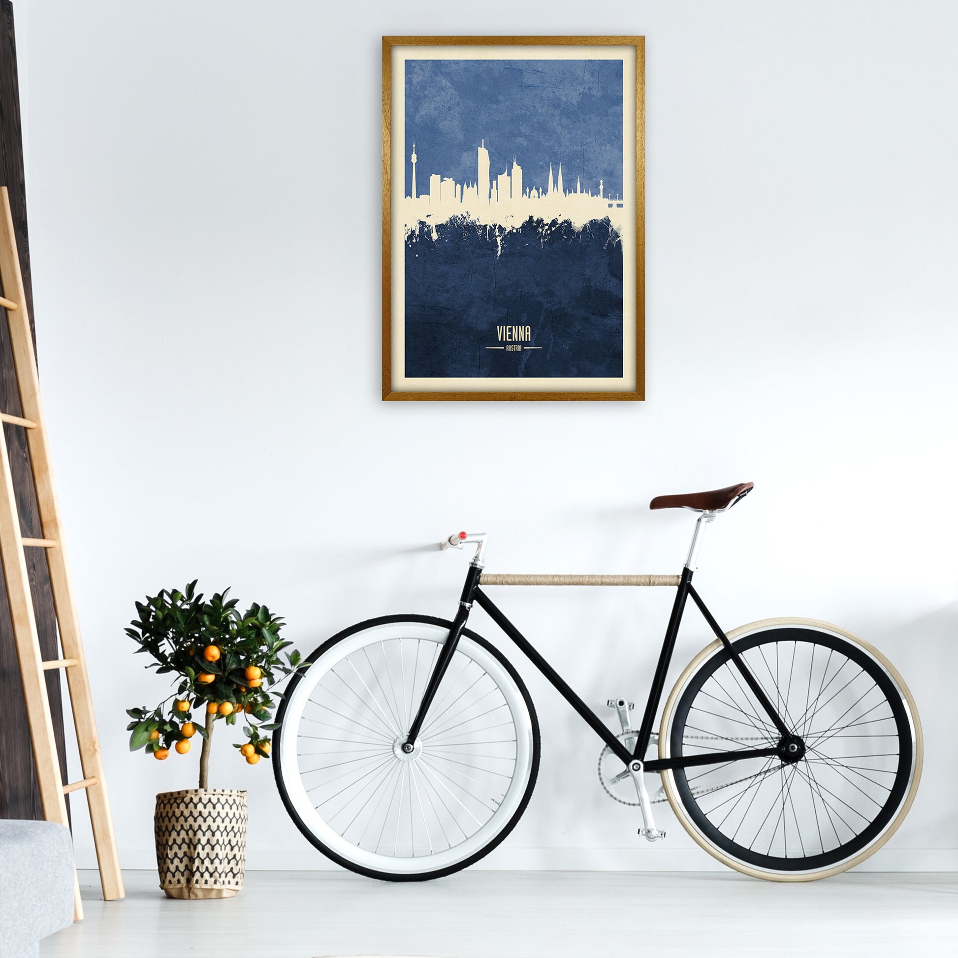 Vienna Austria Skyline Portrait Navy Art Print by Michael Tompsett A1 Print Only