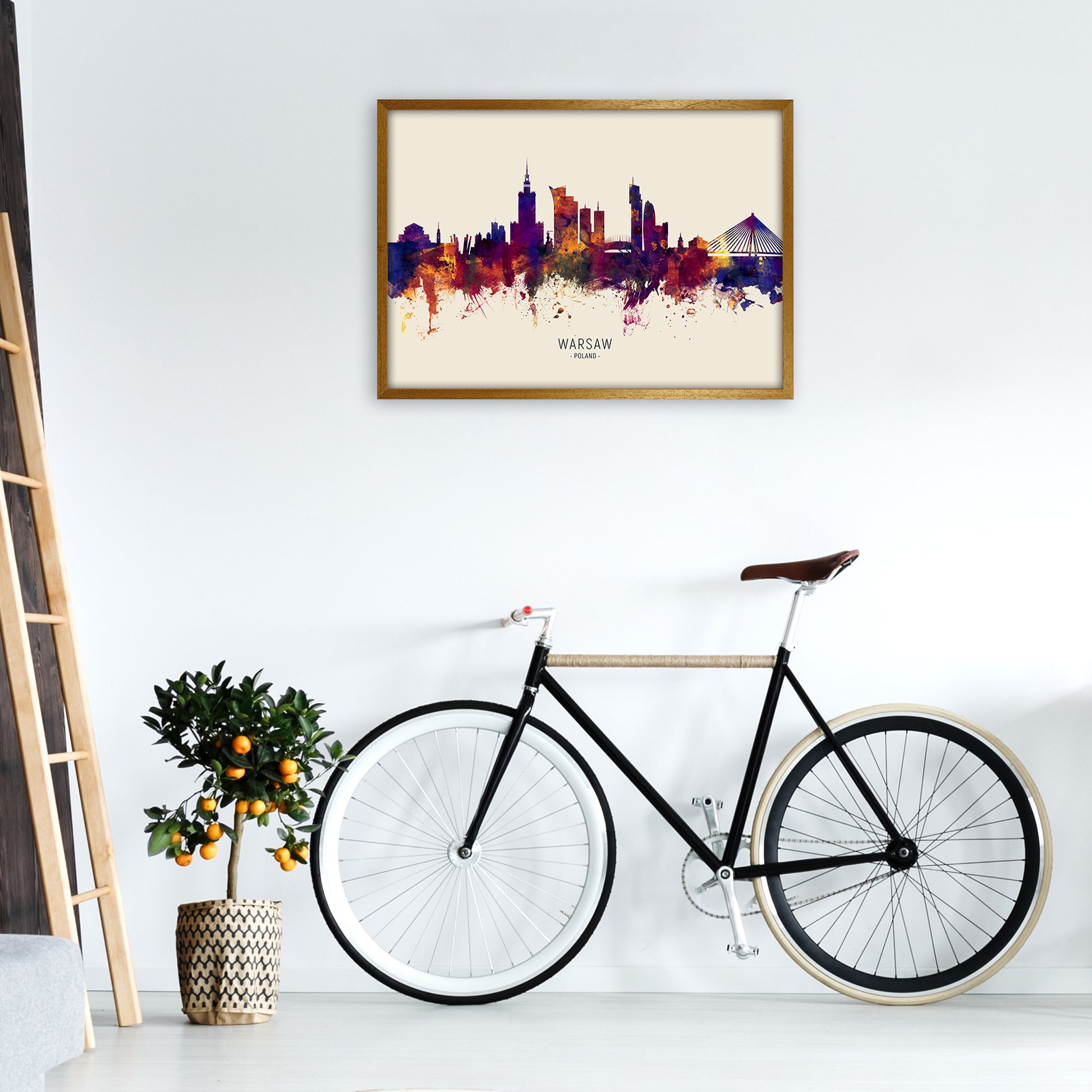 Warsaw Poland Skyline Autumn City Name Art Print by Michael Tompsett A1 Print Only