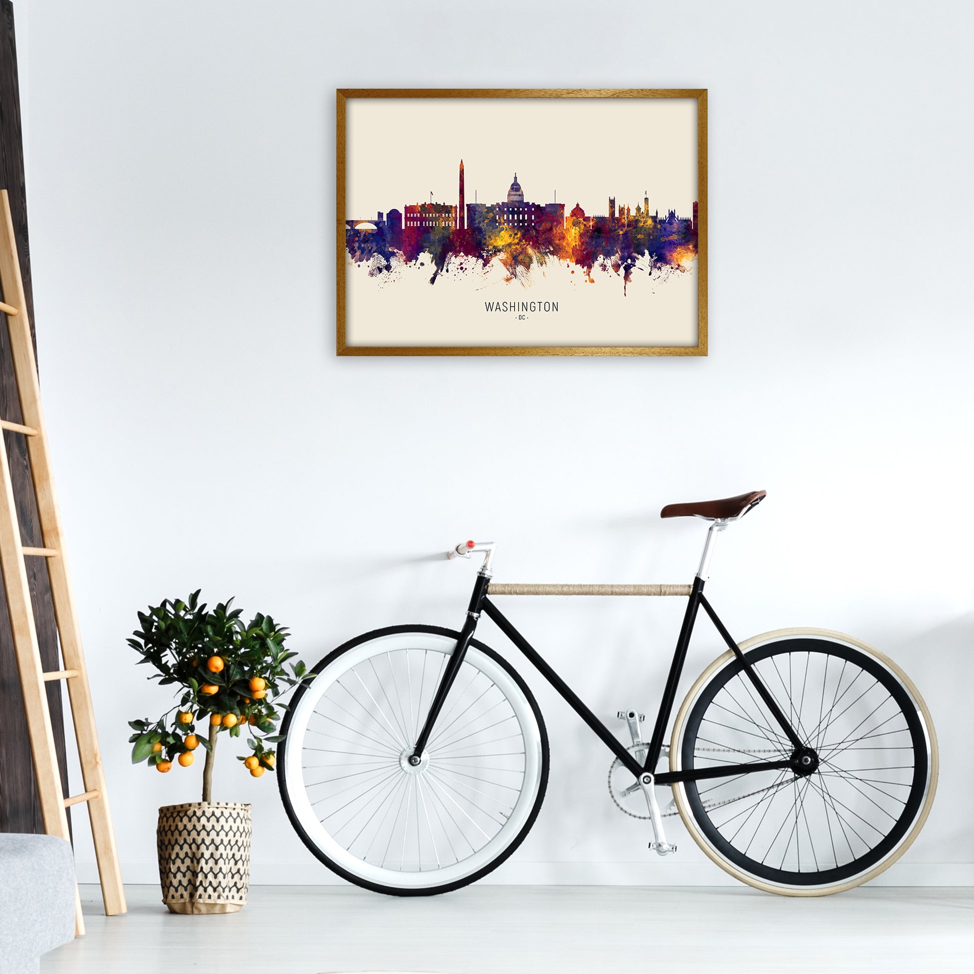 Washington Dc Skyline Autumn City Name Art Print by Michael Tompsett A1 Print Only