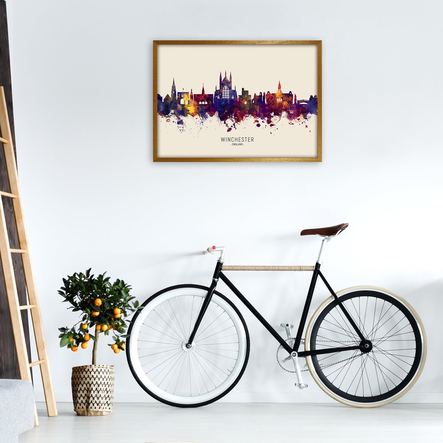 Winchester England Skyline Autumn City Name Art Print by Michael Tompsett A1 Print Only