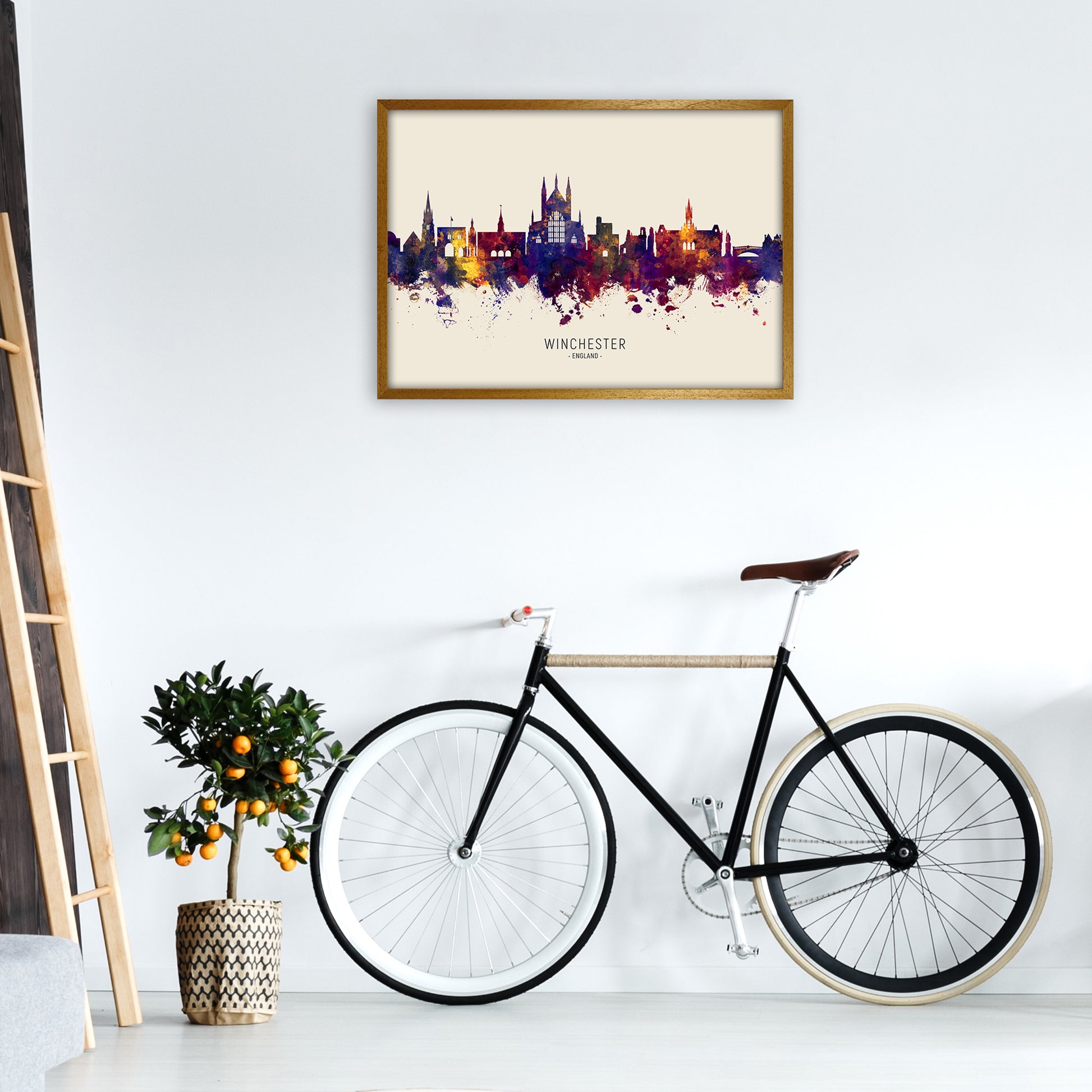 Winchester England Skyline Autumn City Name Art Print by Michael Tompsett A1 Print Only