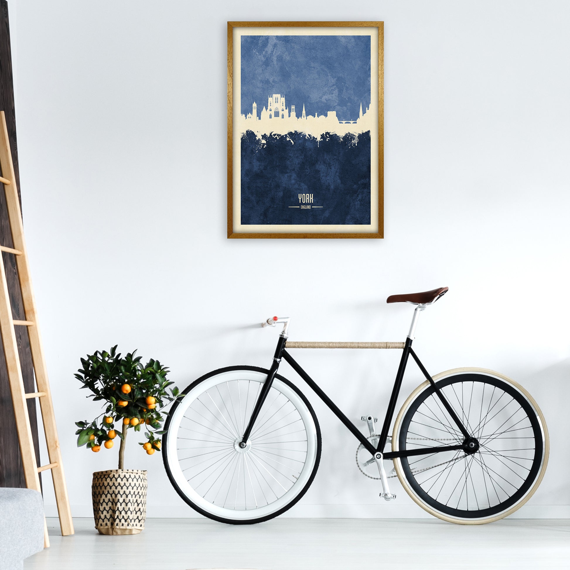 York England Skyline Portrait Navy Art Print by Michael Tompsett A1 Print Only