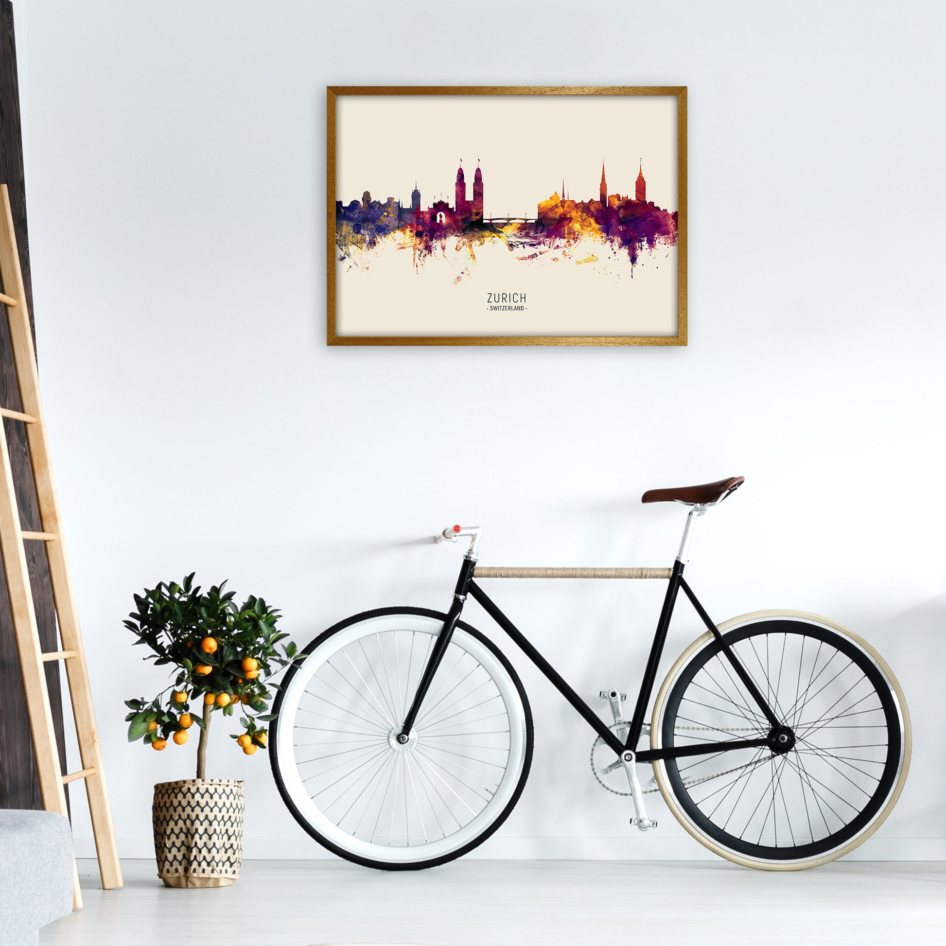 Zurich Switzerland Skyline Autumn City Name Art Print by Michael Tompsett A1 Print Only