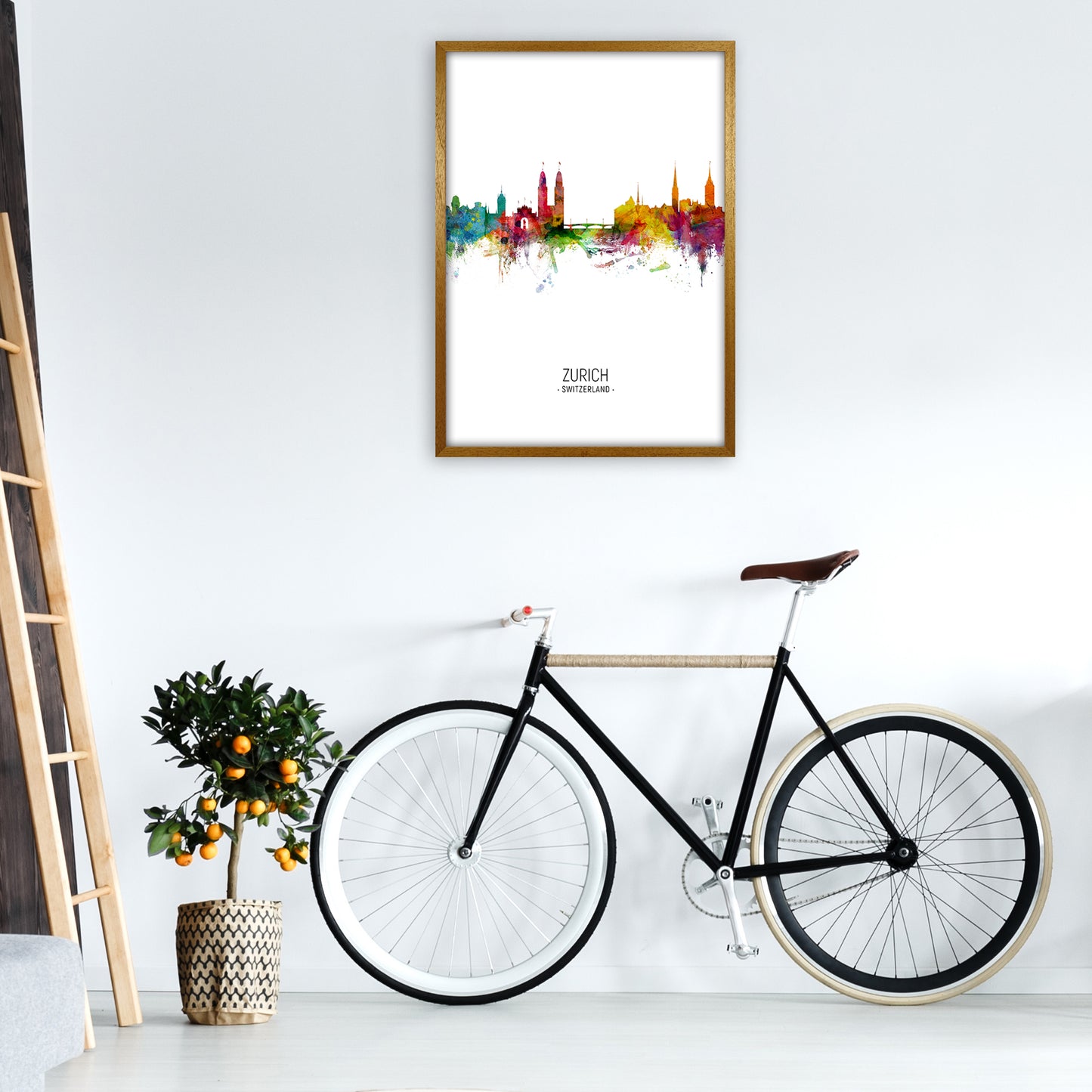 Zurich Switzerland Skyline Portrait Art Print by Michael Tompsett A1 Print Only