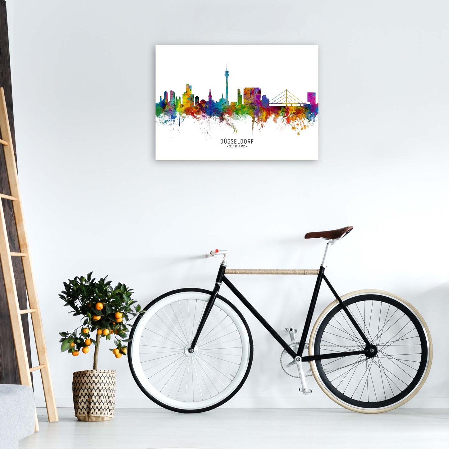 Dusseldorf Deutschland Skyline Art Print by Michael Tompsett A1 Black Frame