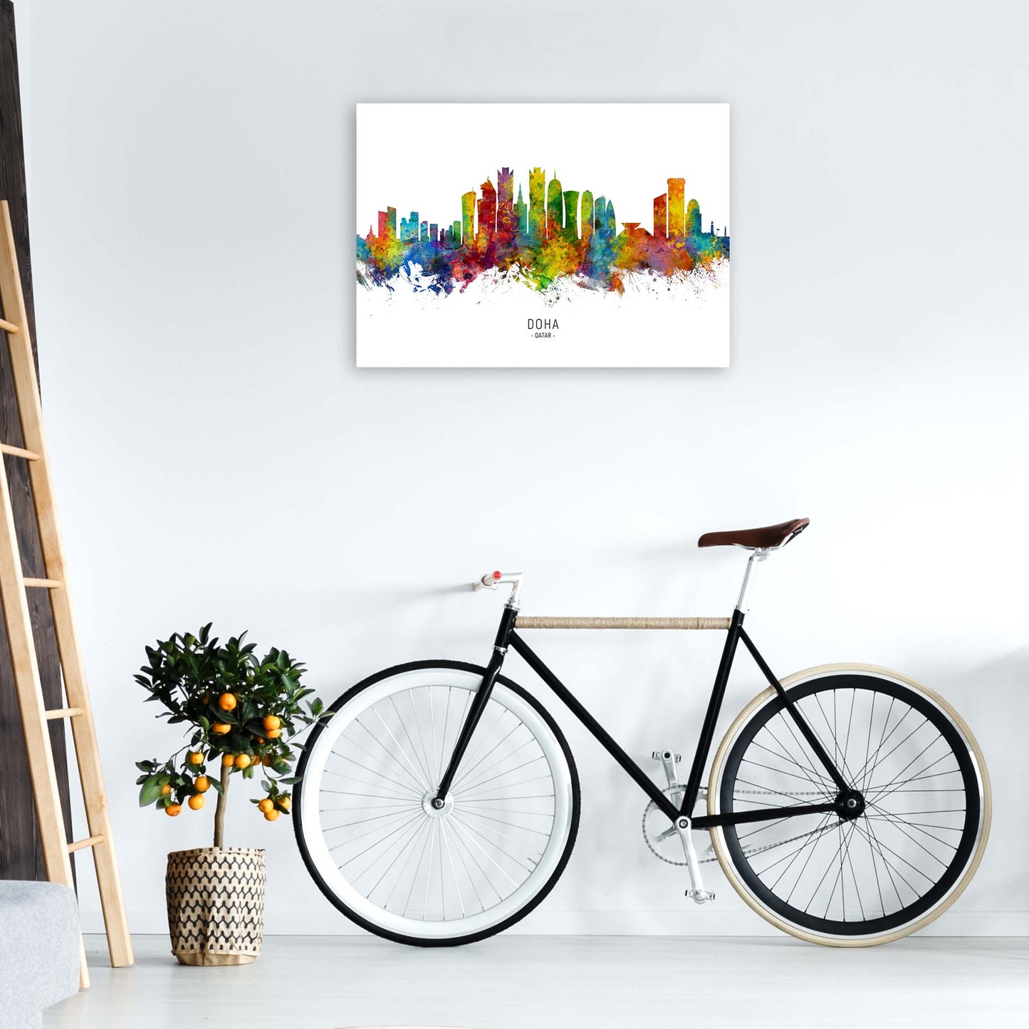 Doha Qatar Skyline Art Print by Michael Tompsett A1 Black Frame