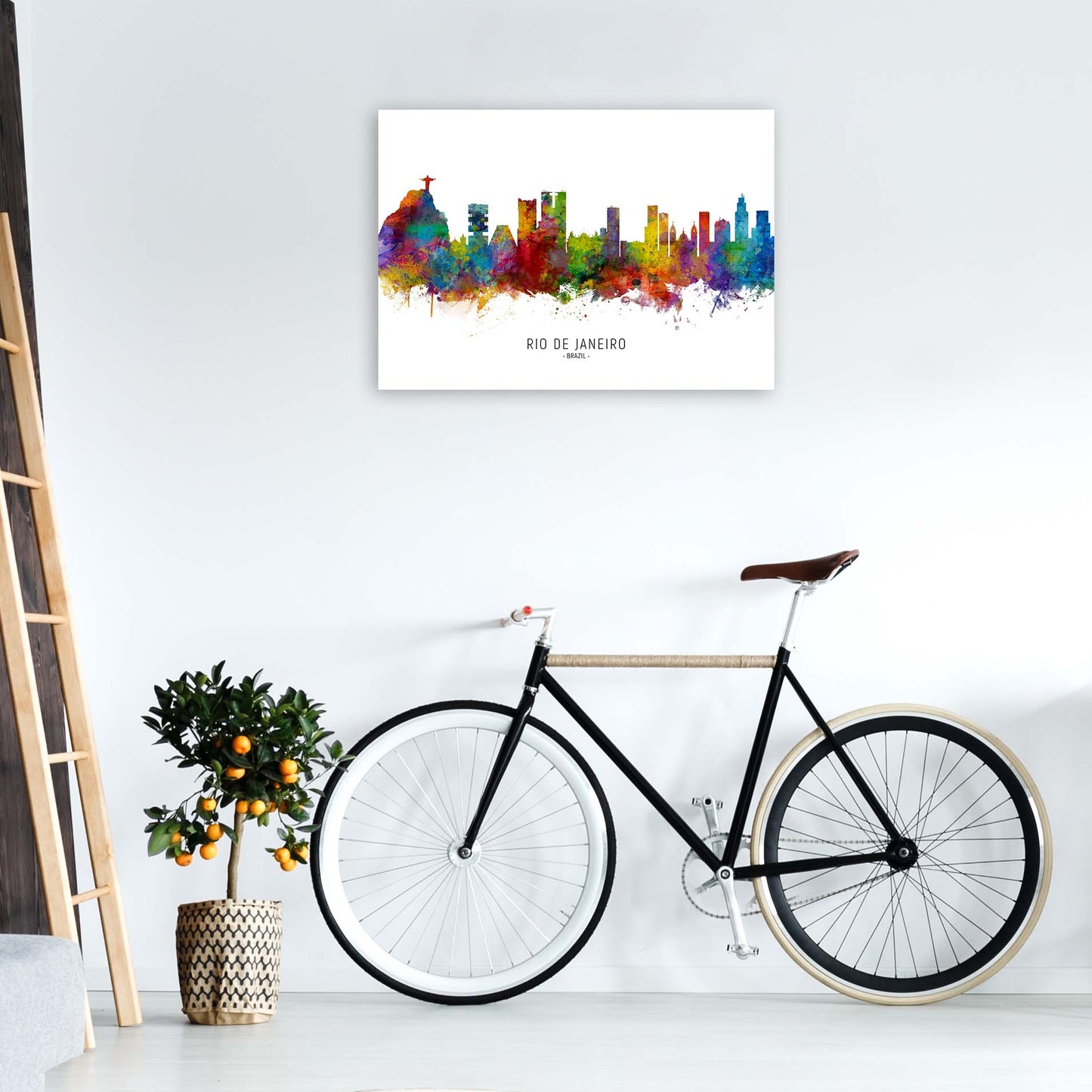 Rio De Janeiro Brazil Skyline Art Print by Michael Tompsett A1 Black Frame