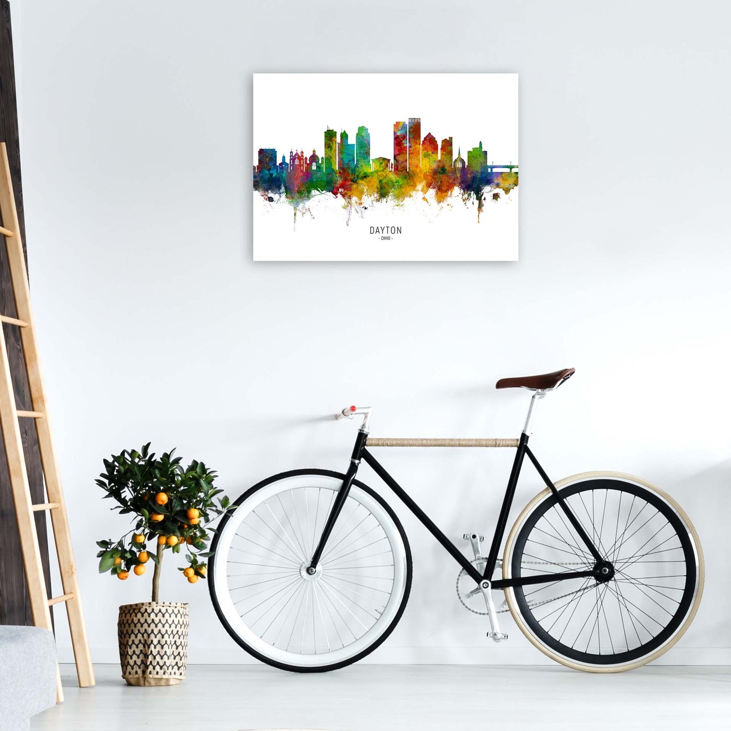 Dayton Ohio Skyline Art Print by Michael Tompsett A1 Black Frame